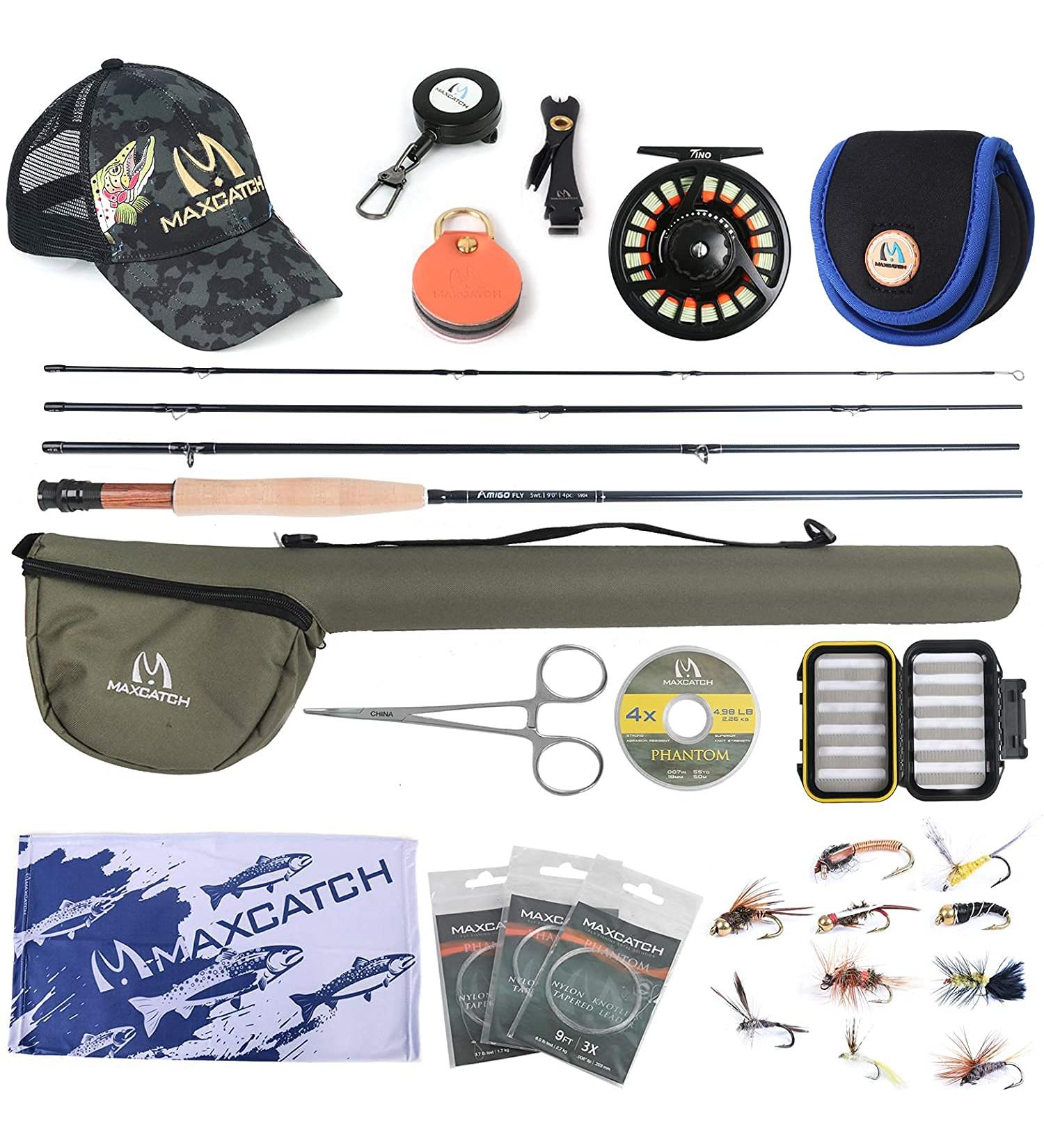 Buy Maximumcatch Amigo Fly Fishing Rod & Roll - 9ft 4-Piece 4/5/6/7/8 WT with Accessories | International Shipping Available - Buy Online on SooperMarket.com