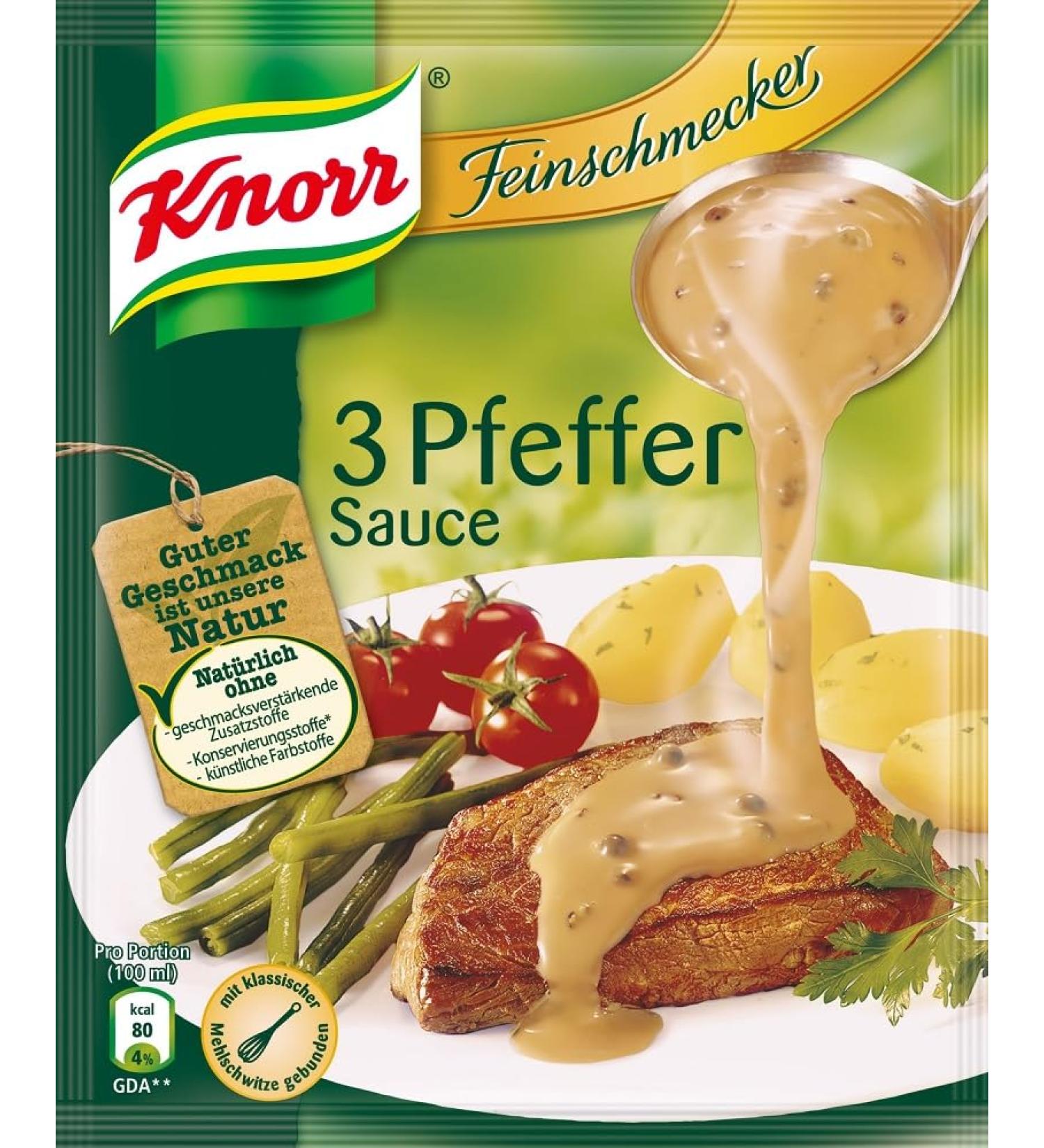 Knorr Gourmet 3 Pepper Sauce spicy sauce without flavour enhancers and colourings 23x 250 ml Three Pepper