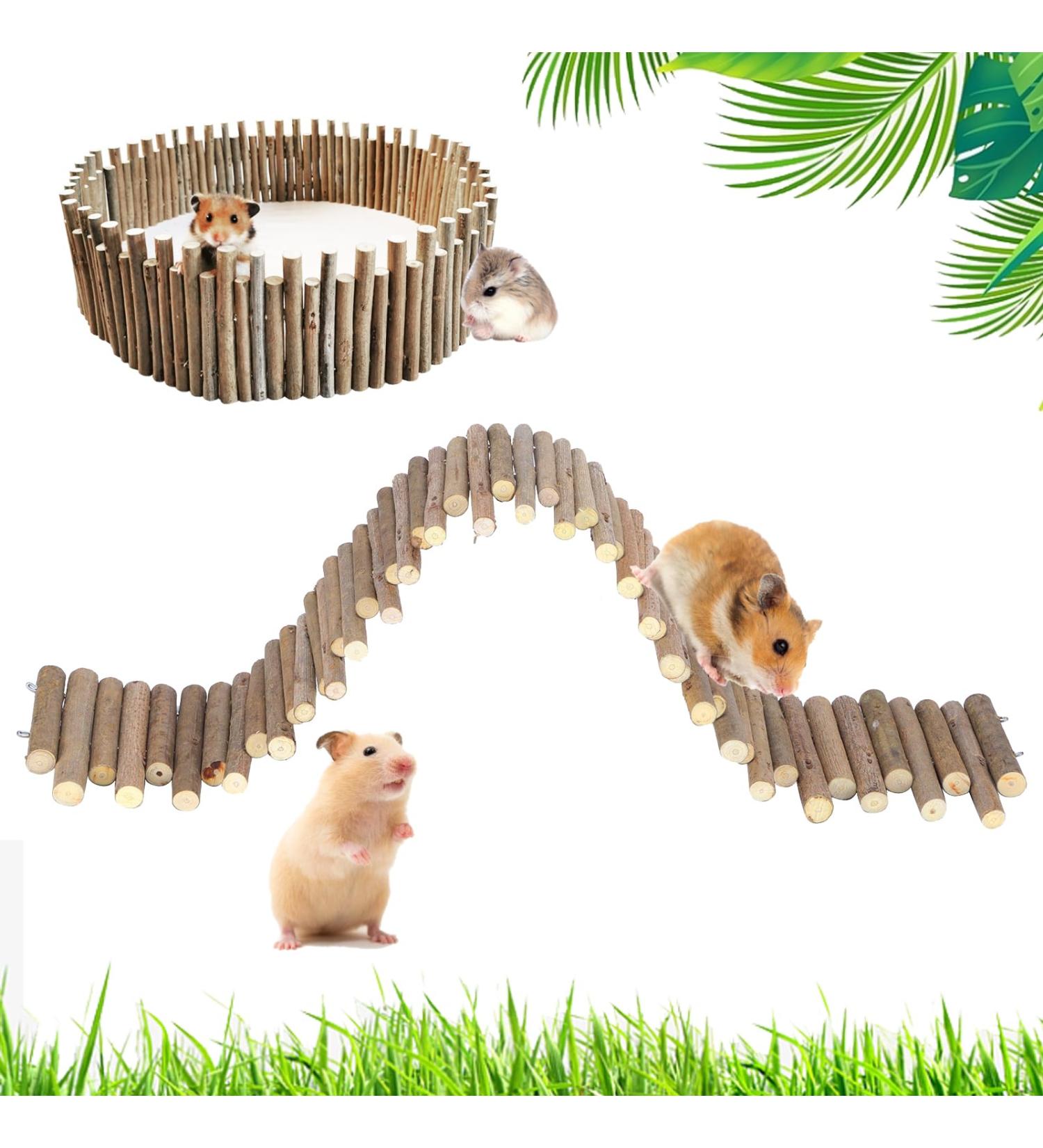 Longzhuo Hamster Wood Fence & Toys Natural Hiding Places Molar Exercises & Fun Bridges for Small Animals (50 cm) - Buy Online on SooperMarket.com