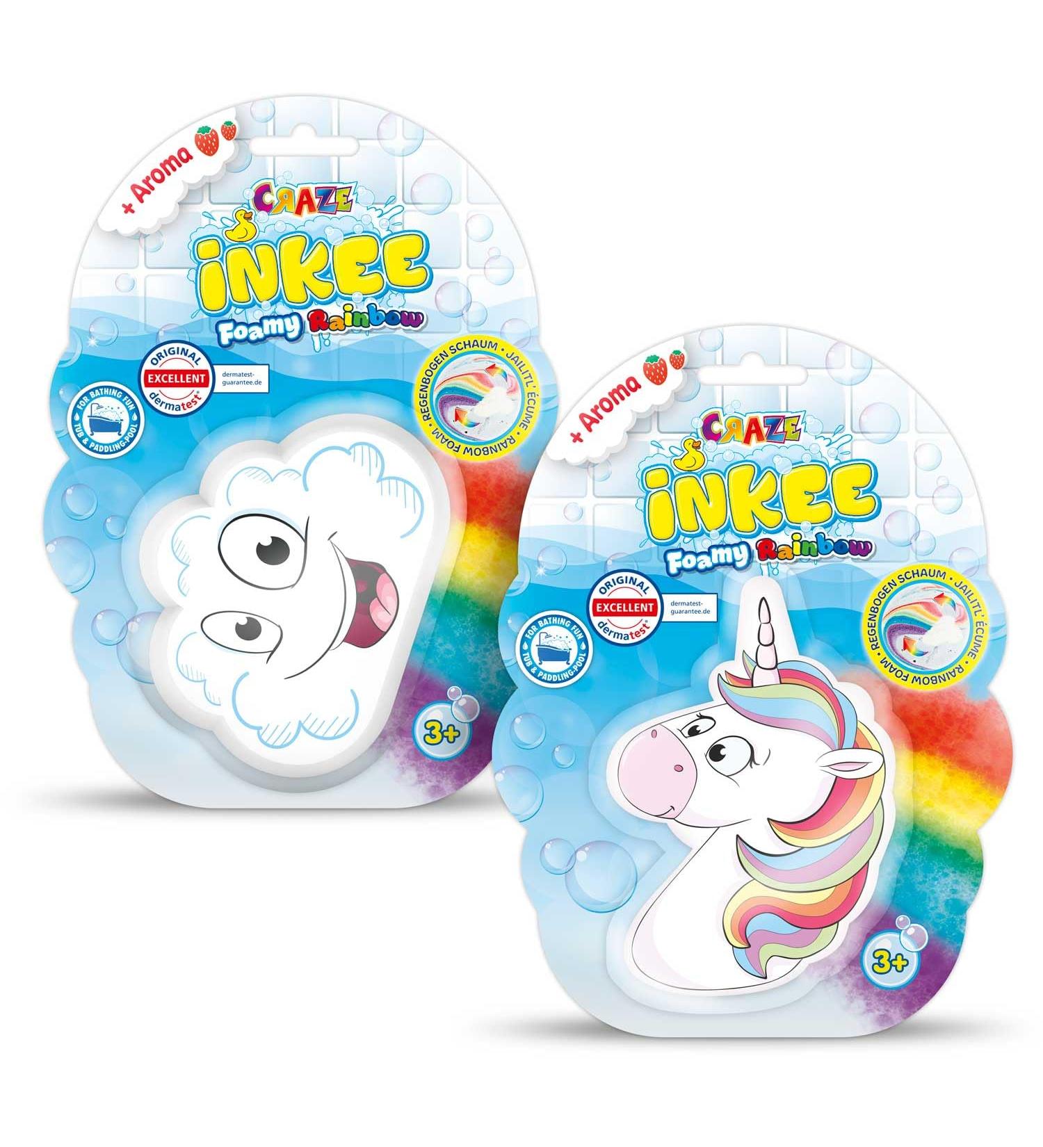 Buy INKEE Foamy Rainbow Bath Bombs - Set of 2 Unicorn & Cloud Shaped Kids Bath Fizzies | Strawberry Scented | International Shipping Available - Buy Online on SooperMarket.com