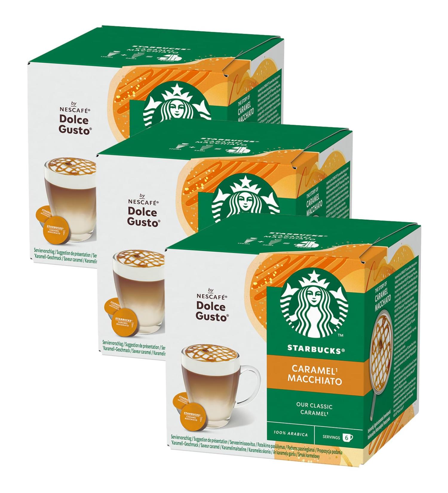 Nescaf Dolce Gusto Starbucks Caramel Macchiato Set of 3 Latte Macchiato with Caramel Coffee Capsule Roasted Coffee 3 x 12 Capsules