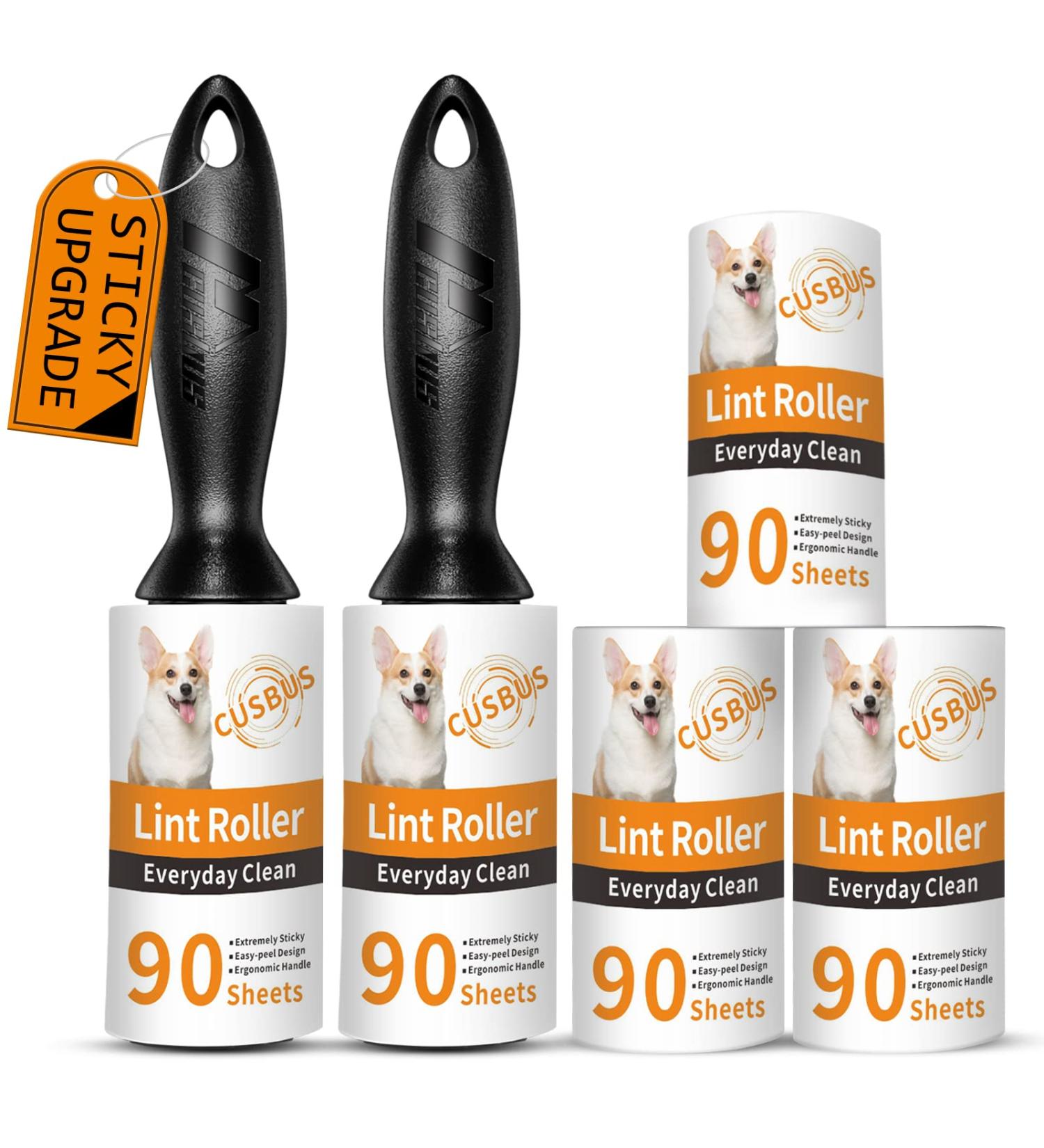 Cusbus Lint Rollers for Pet Hair - Extra Sticky, 450 Sheets, 5 Refills, Portable Pet Hair Remover for Dog & Cat Hair Removal on Clothes and Furniture - Buy Online on SooperMarket.com