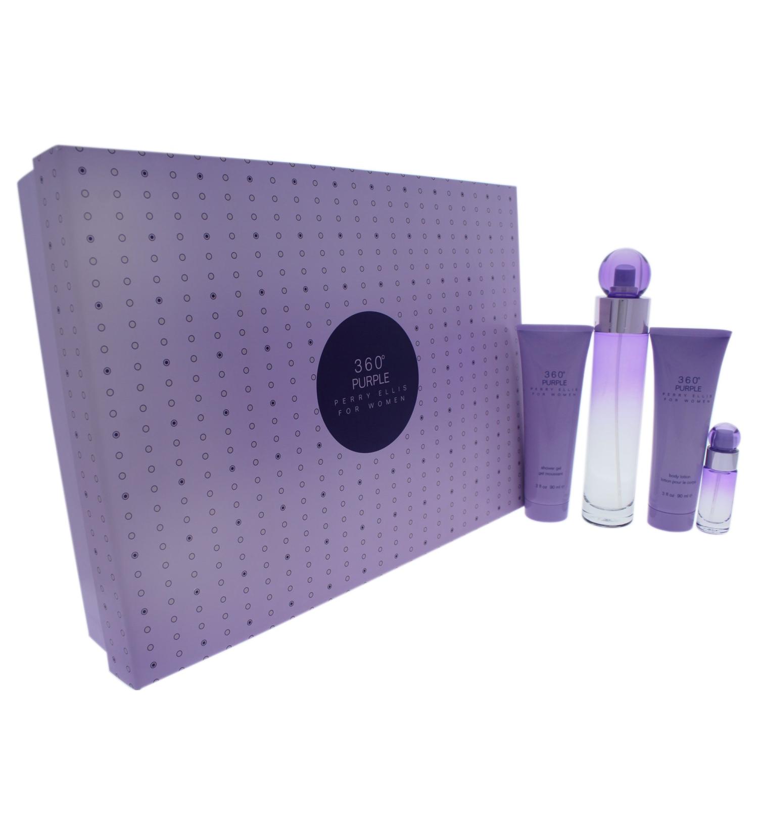 Perry Ellis 360 Purple 4 Piece EDP Spray/Body Lotion/Shower Gel Gift Set for Women - Buy Online on SooperMarket.com