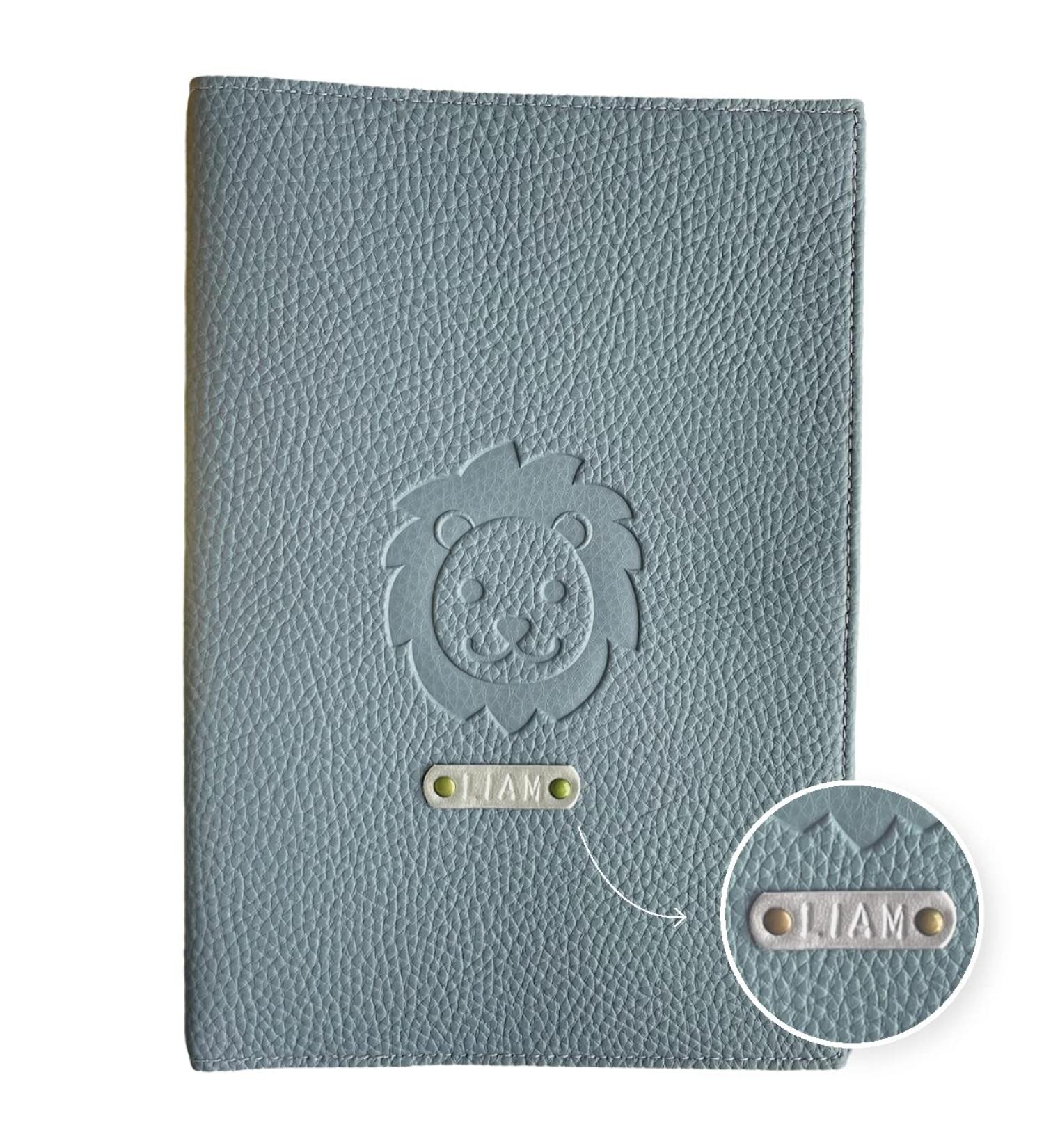 Personalized U-Book Cover for Children | Lion Examination & Vaccination Record Bag - Blue - Buy Online on SooperMarket.com