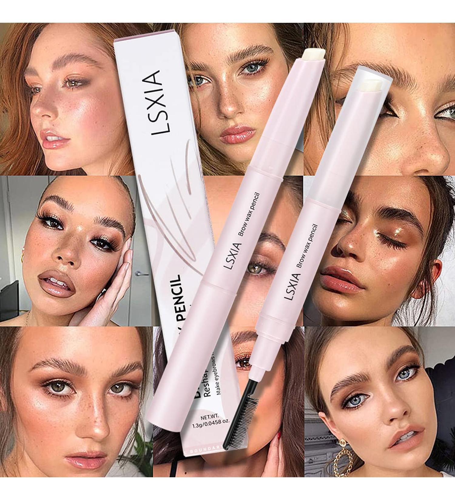 LSxia Double-headed Eye Brow Wax Pen - 2 in 1 Clear Gel Pencil with Comb, Waterproof Brow Styling for 3D Eyebrows makeup - Buy Online on SooperMarket.com