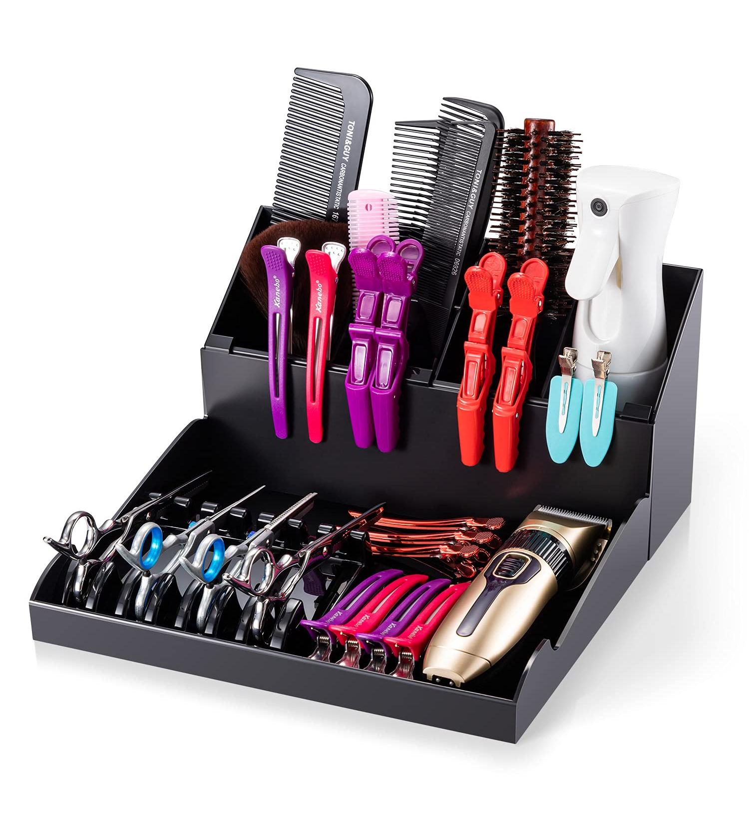 Noverlife Versatile Salon Hair Styling Tools Organizer - Detachable Storage Holder for Hairdressing Tools & Scissors - Wall Mount or Countertop Freestanding - Ideal for Barber Shops and Hair Salons - Black - Buy Online on SooperMarket.com