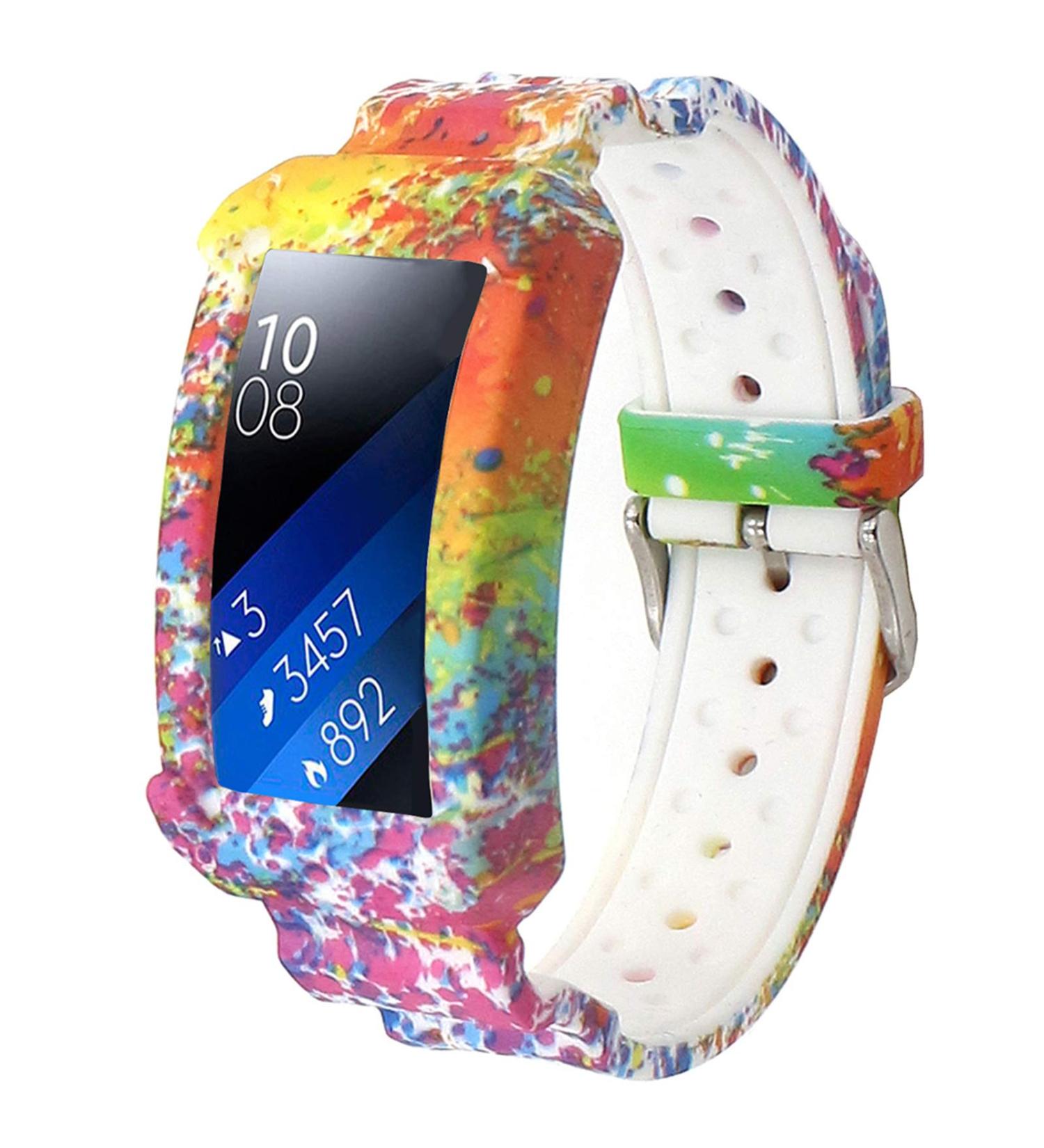Veczom Replacement Band for Samsung Gear Fit2 Pro/ Fit2 - Colorful Silicone Sport Strap with Protect Case | Compatible with SM-R360 R365 Fitness Smart Watch - Buy Online on SooperMarket.com