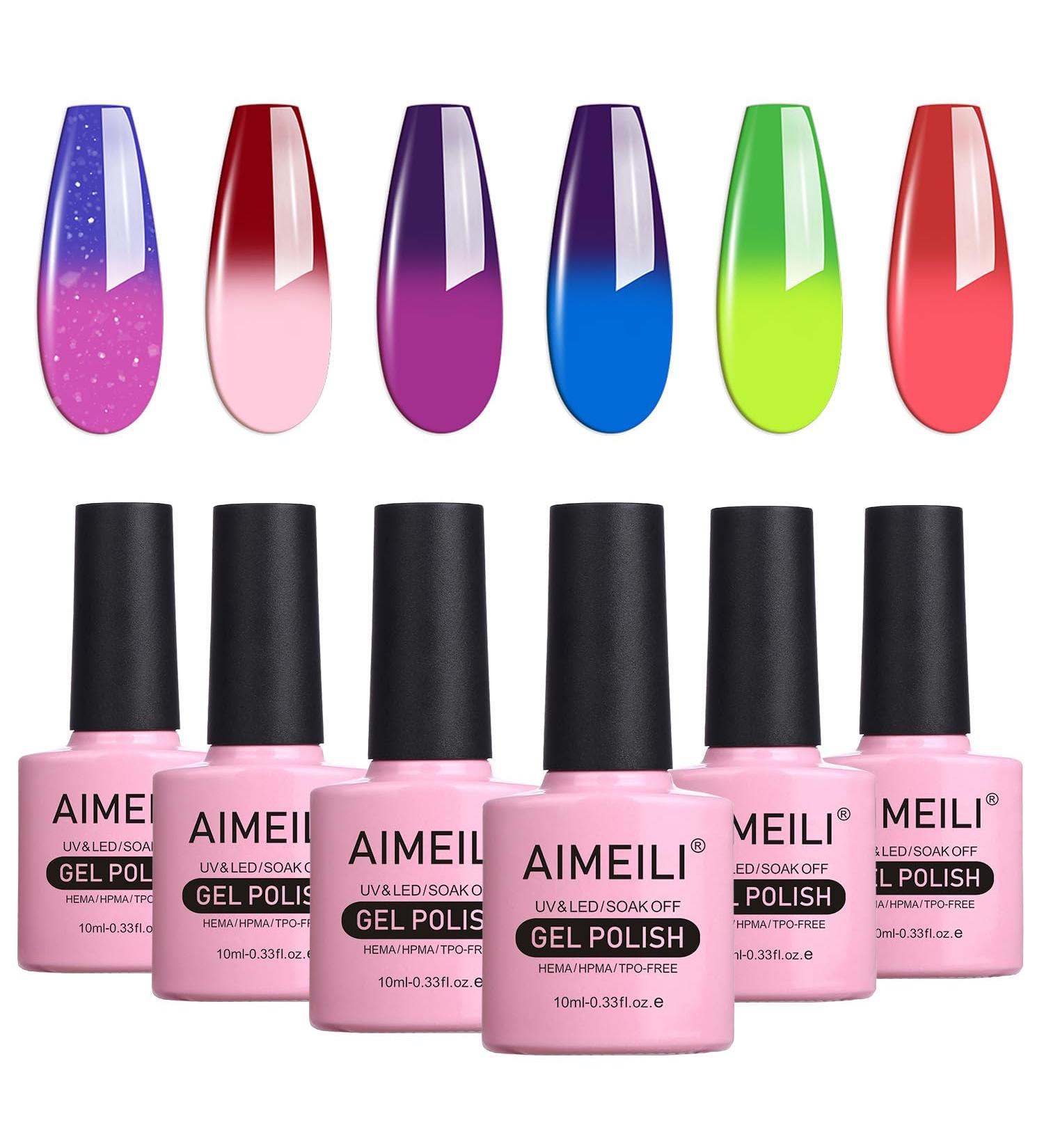 AIMEILI Soak Off UV LED Temperature Colour Changing Chameleon Gel Nail Polish Multicolour/Mix Colour/Combo Colour Set Of 6pcs X 10ml - Kit 15 KIT6-15 1.67 ml (Pack of 6) - Buy Online on SooperMarket.com