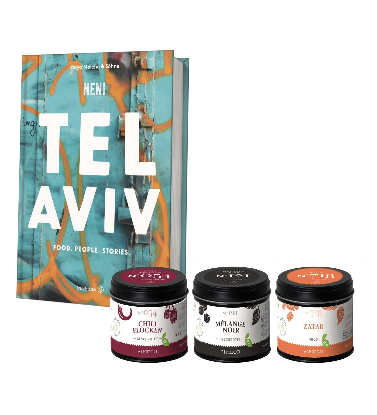 Rimoco Spice Gift Set 'Tel Aviv' Neni Tel Aviv Cookbook & Organic Spices | International Shipping - Buy Online on SooperMarket.com