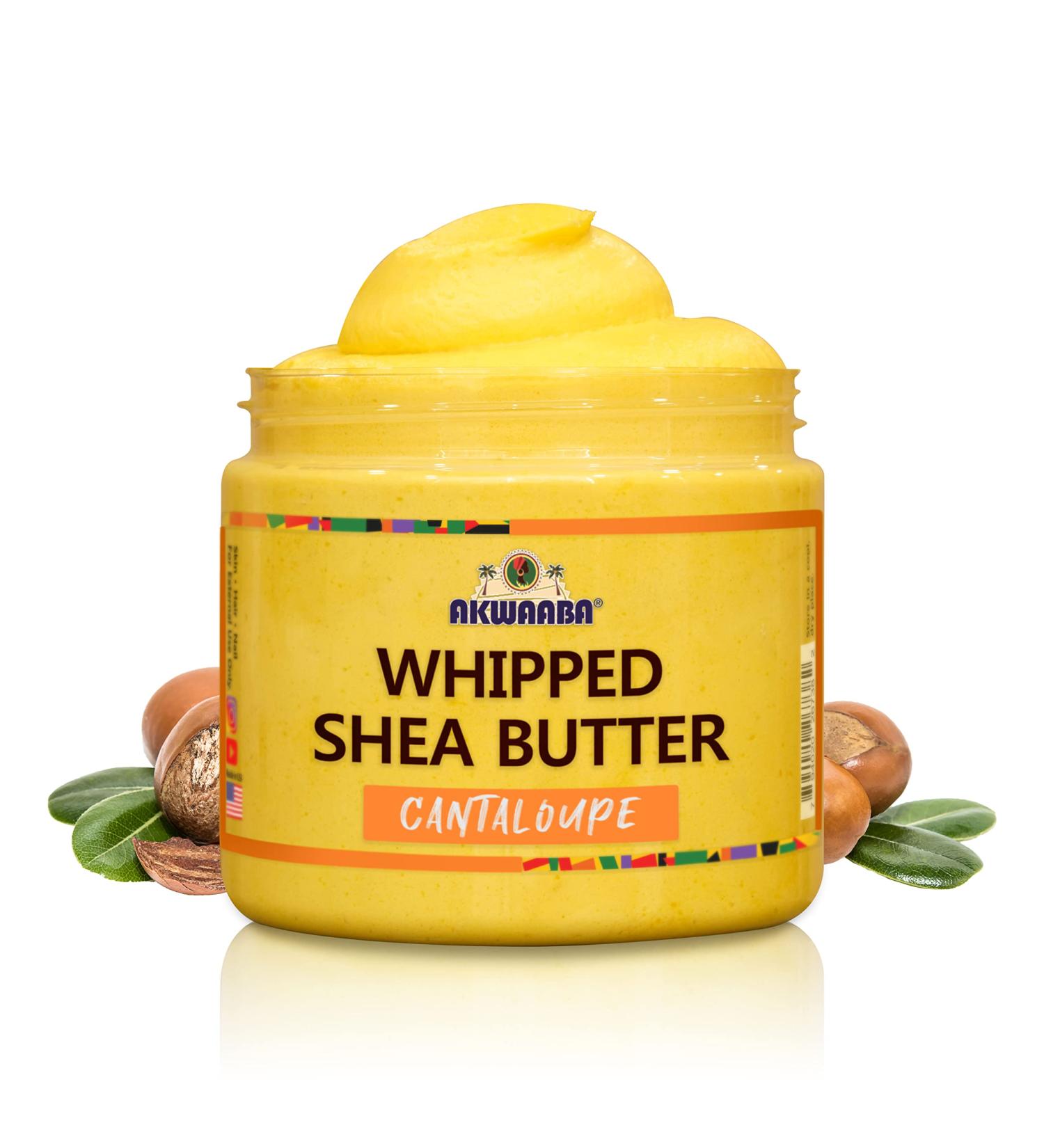 AKWAABA Whipped Shea Butter (Cantaloupe) 12 oz - Body & Hair Moisturizer with Raw Shea Butter - Rich in Vitamins A & E - Natural Yellow - Buy Online on SooperMarket.com