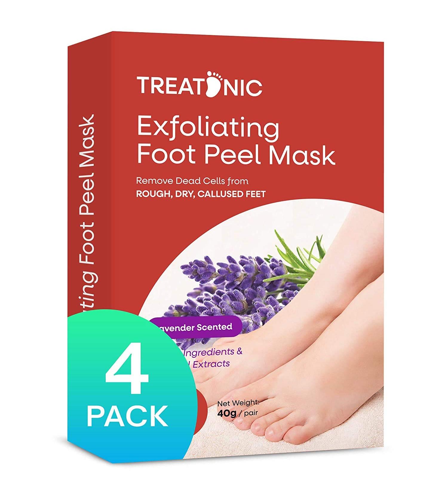 Treatonic Foot Peel Mask - 4 Pairs for Soft Skin, Exfoliates Calluses & Dead Skin - Lavender, Men & Women - Buy Online on SooperMarket.com