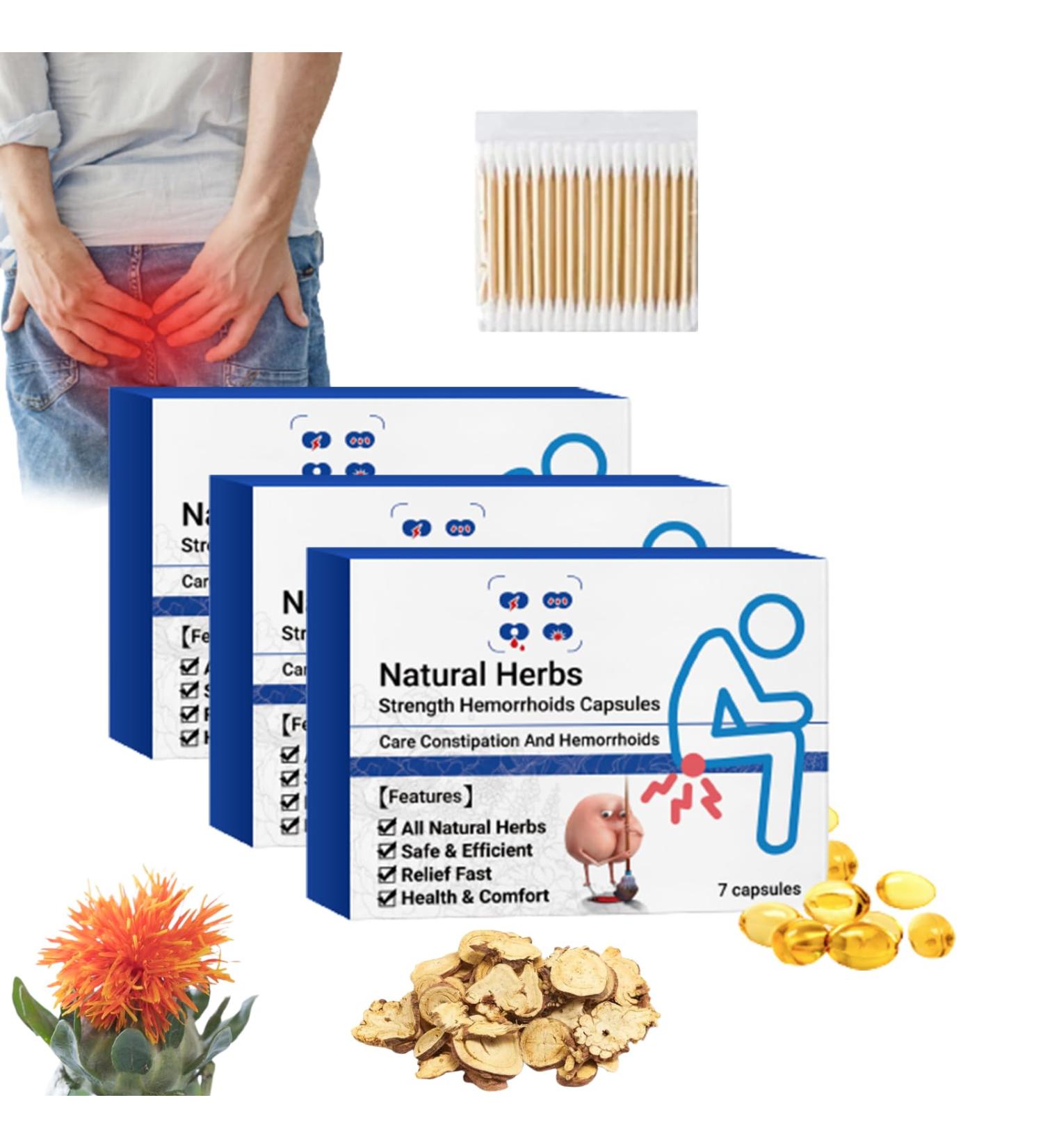 Qosneoun Heca Natural Herbal Strength Hemorrhoid Capsules Natural Hemorrhoid Relief Capsules Hemorrhoid Treatment Hemorrhoid Suppository (3) - Buy Online on SooperMarket.com