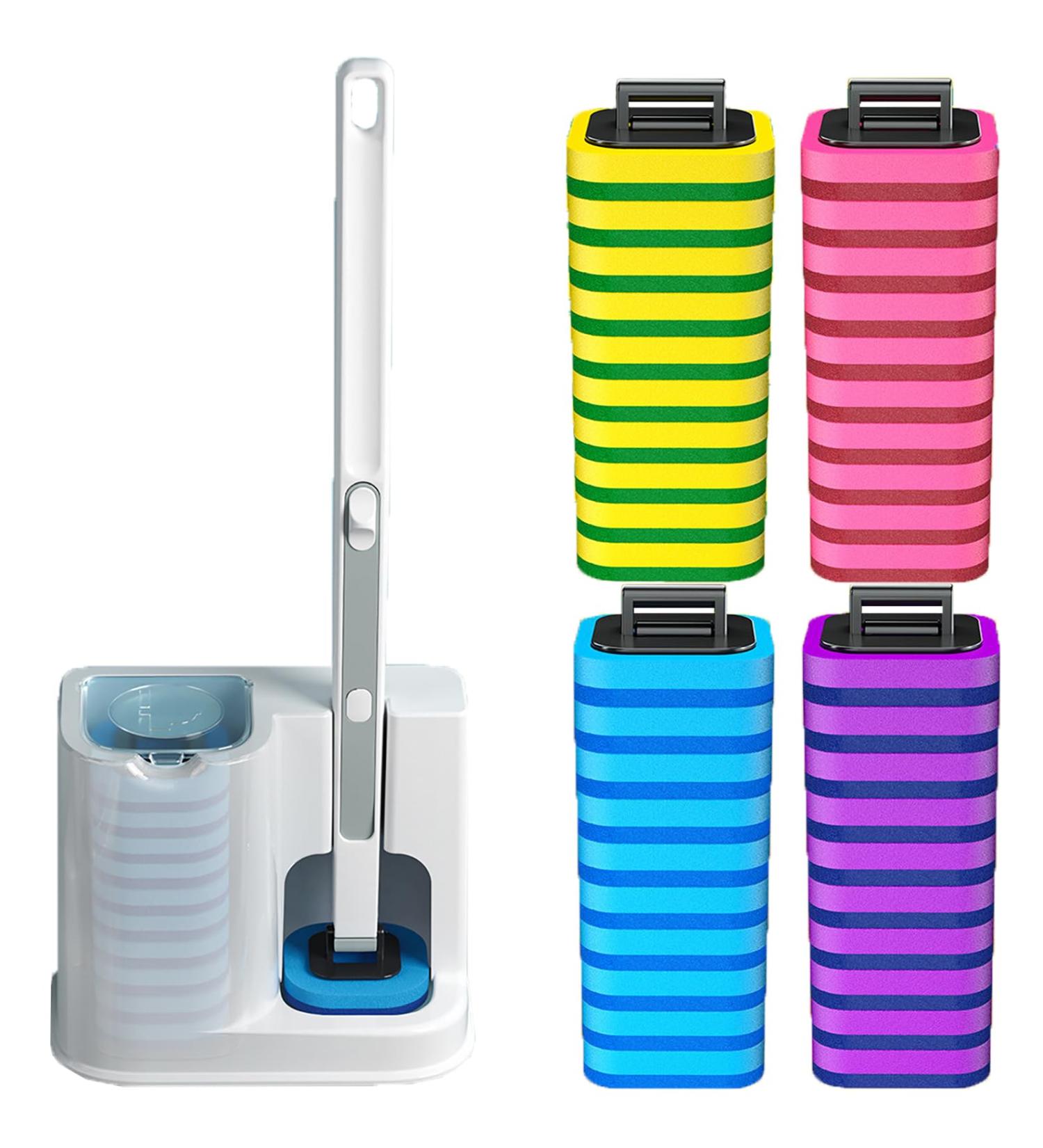 Disposable Toilet Brush with 40 Refills | Effective Toilet Bowl Cleaner Wand Set with Storage Caddy | Effortless Cleaning & Hygiene - Buy Online on SooperMarket.com