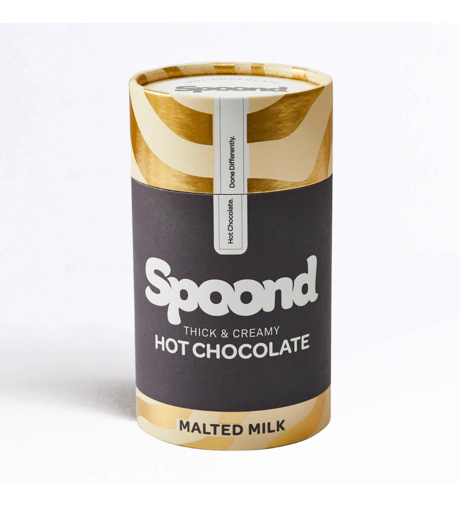 Spoond Thick & Creamy Belgian Malted Milk Hot Chocolate Powder - With Milk Chocolate Flakes Malted Milk & Rich Cocoa Powder - Nut Free Irish Made Award Winning - 245g Instant Hot Chocolate Powder - Buy Online on SooperMarket.com