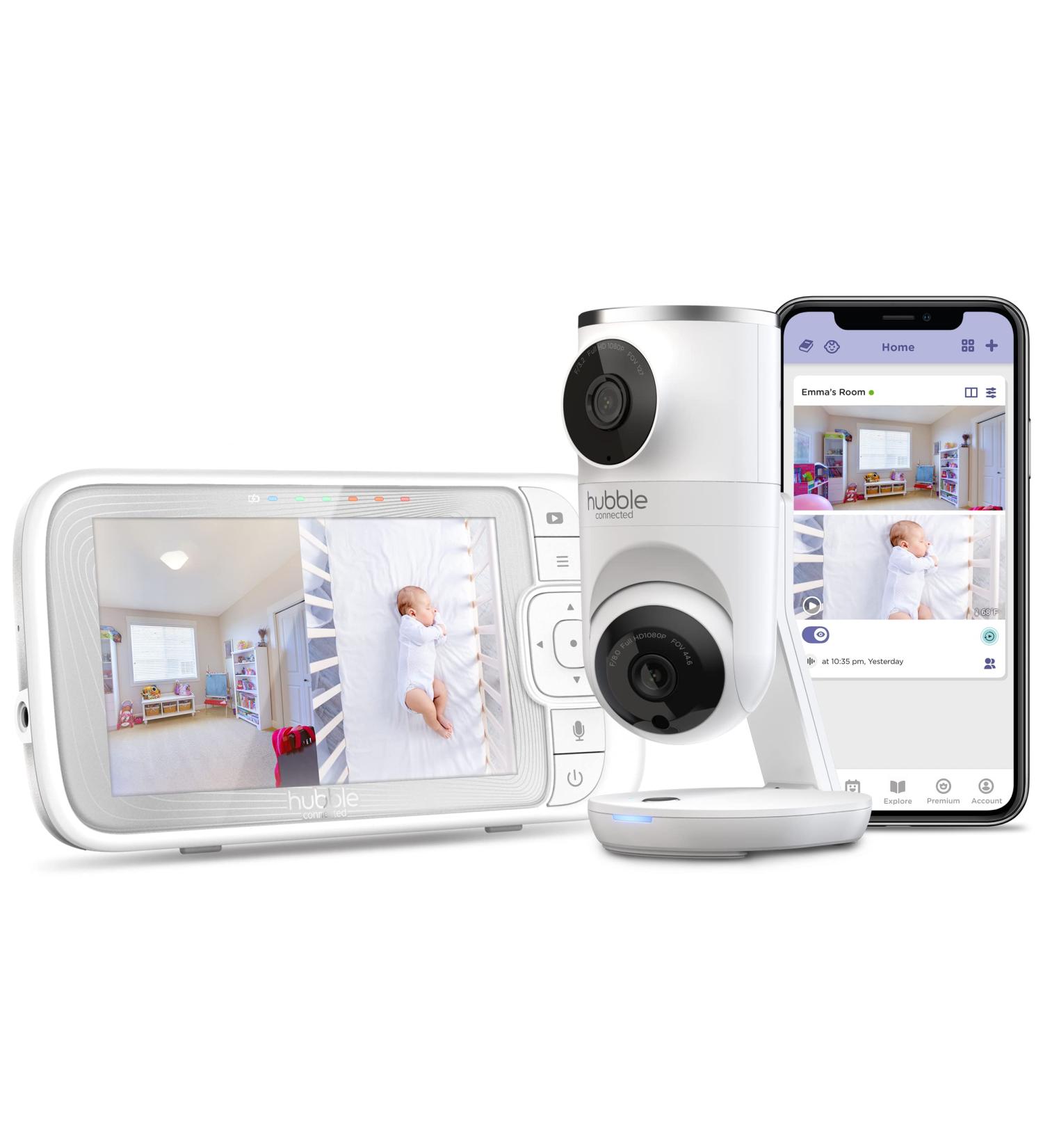 Hubble Connected Dual Camera Baby Monitor with AI Motion Tracking and Night Vision - 5 Screen, Remote Pan Tilt Zoom, Room Temperature Sensor - Buy Online on SooperMarket.com