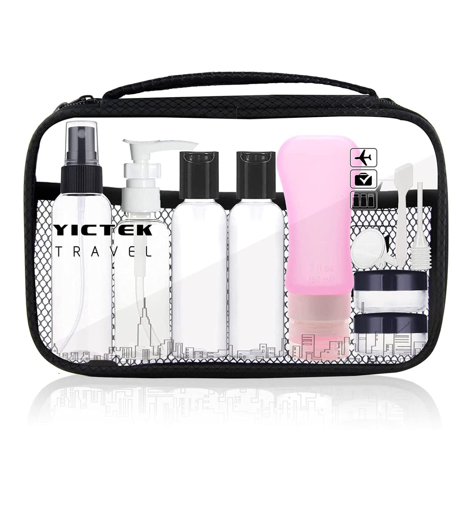 TSA Approved Pink Travel Bottles Set - Empty Plastic Toiletry Containers for Women/Men - Carry-On Size Tubes Kit - Buy Online on SooperMarket.com