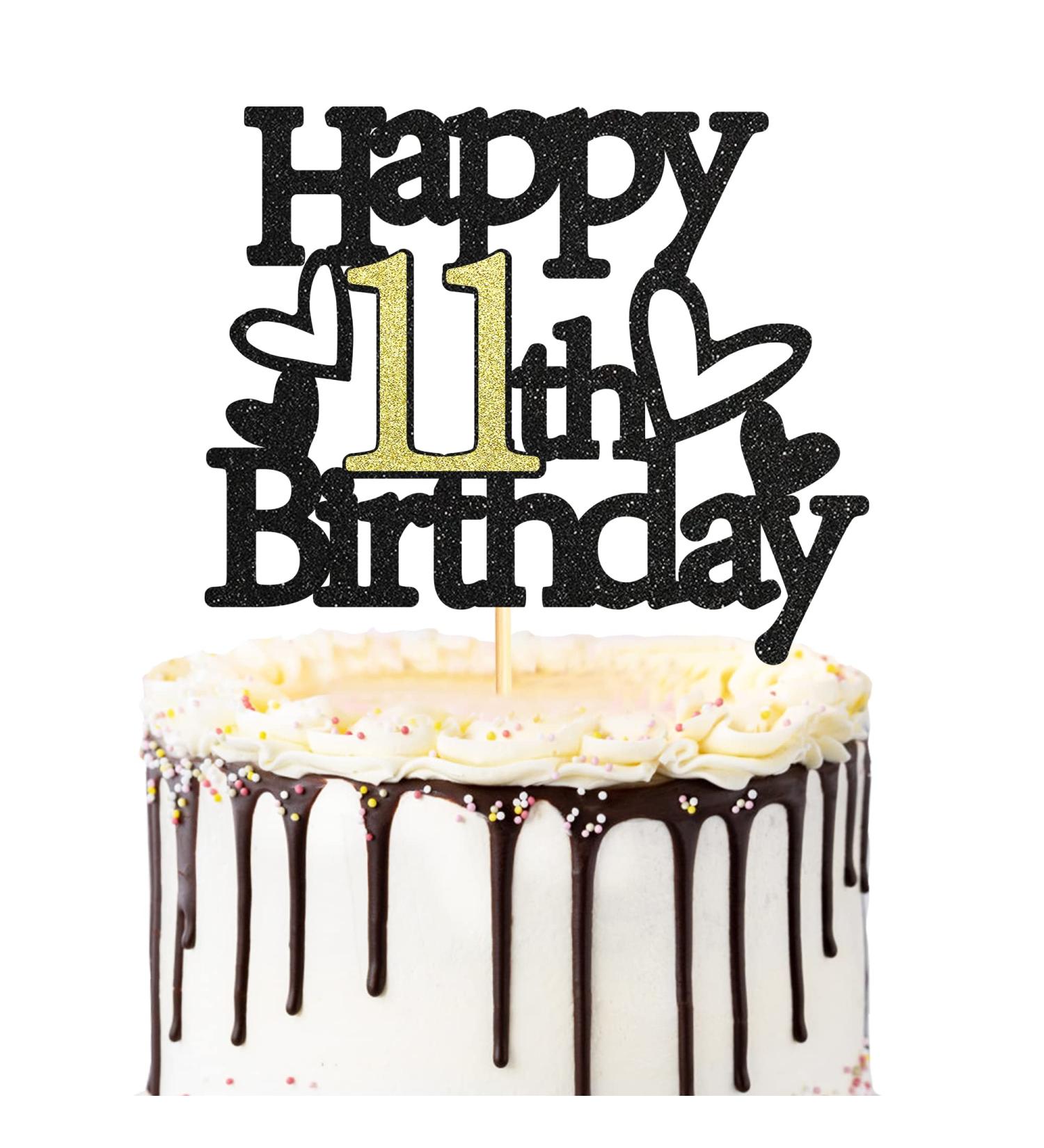 Sumerk Glitter Happy 11th Birthday Cake Toppers 11th Cake Topper 11th Birthday Cake Decorations Party Supplies for Boys Girls - Pack of 1 - Buy Online on SooperMarket.com