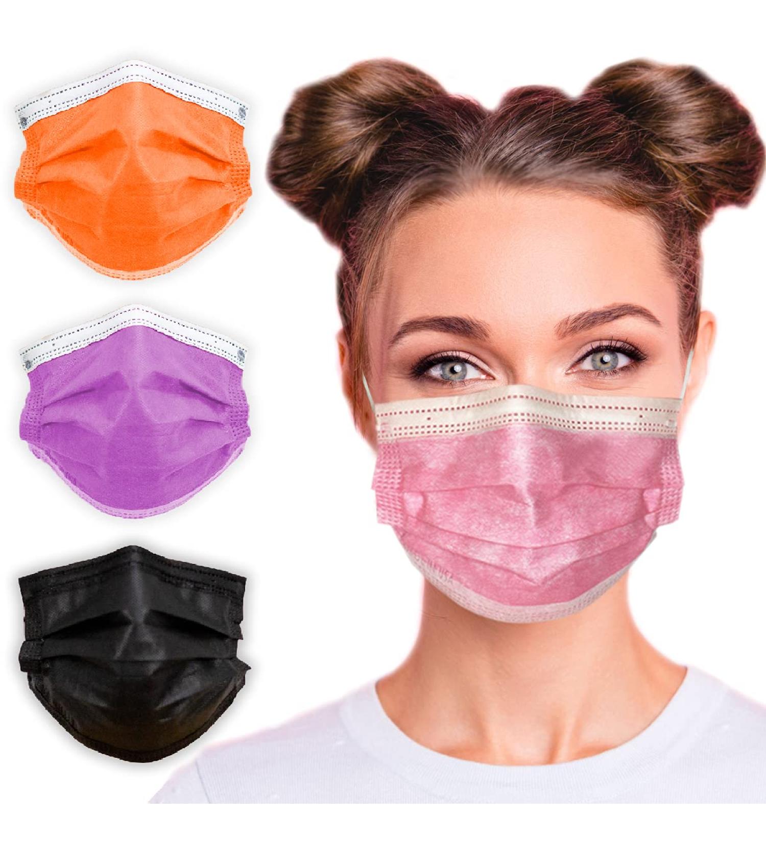 Buy 3-Ply Breathable Disposable Face Masks - Flamingo Pink | Made in USA | Comfortable Ear Loops | 50pcs x 10 Packs | Dust & Air Pollution Protection - Buy Online on SooperMarket.com