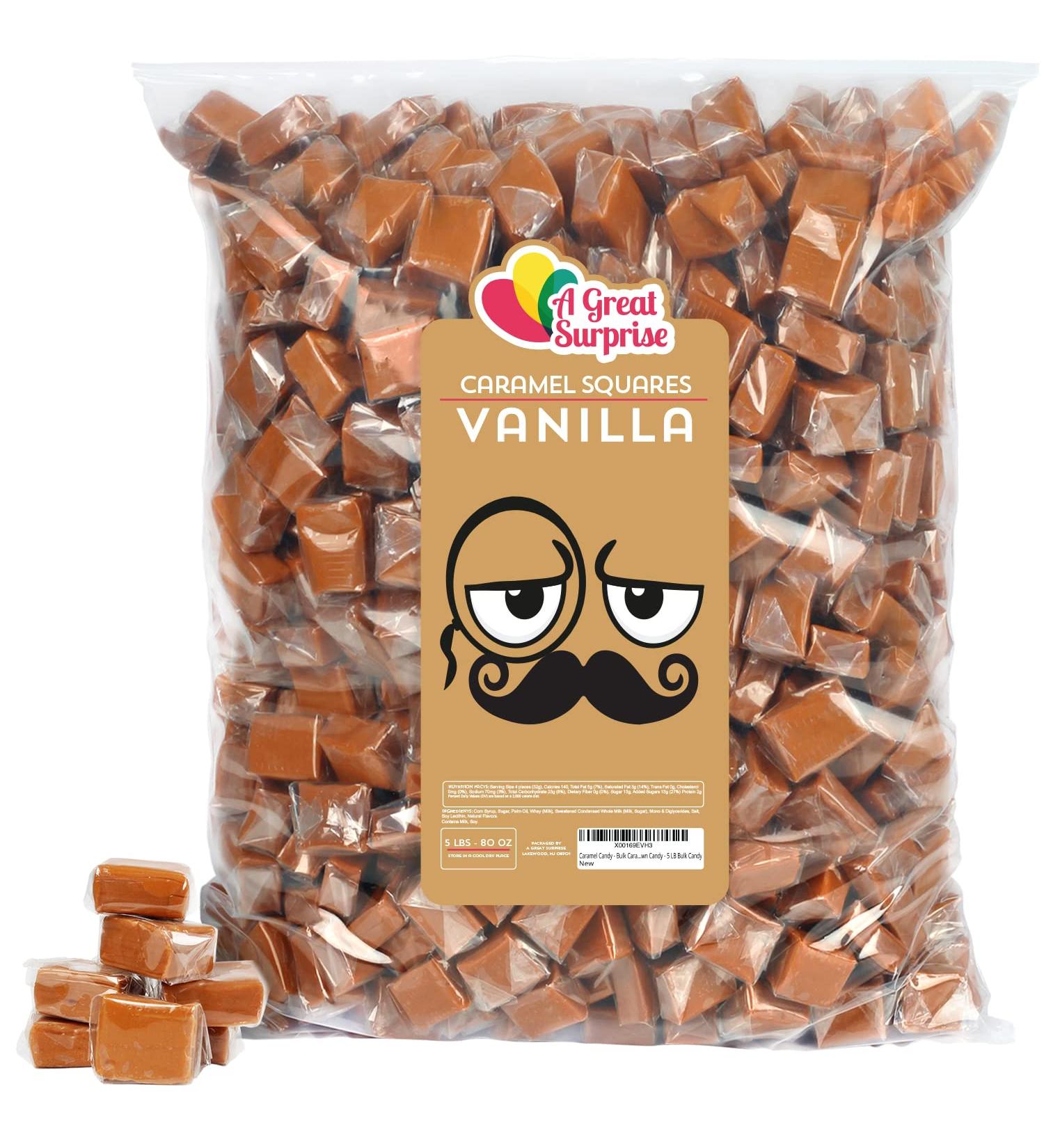 Caramel Candy - Creamy Squares 5 LB Bulk - Vanilla Dulce De Leche - Brown Candy - Buy Online on SooperMarket.com