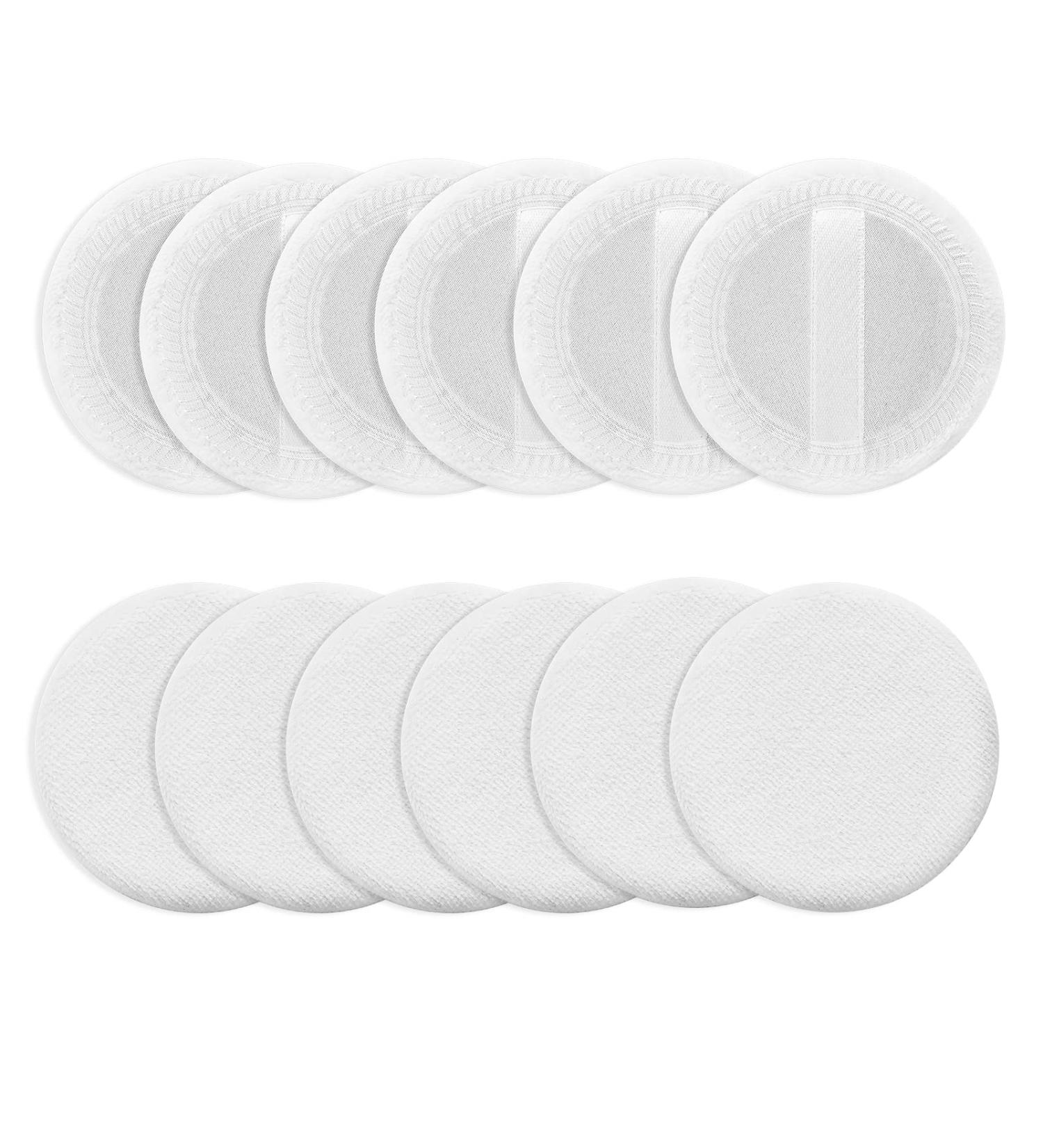 Sibba Loose Powder Puffs - 12 Round Velours Makeup Applicators & Compact Containers for Foundation & Cream | White - Buy Online on SooperMarket.com