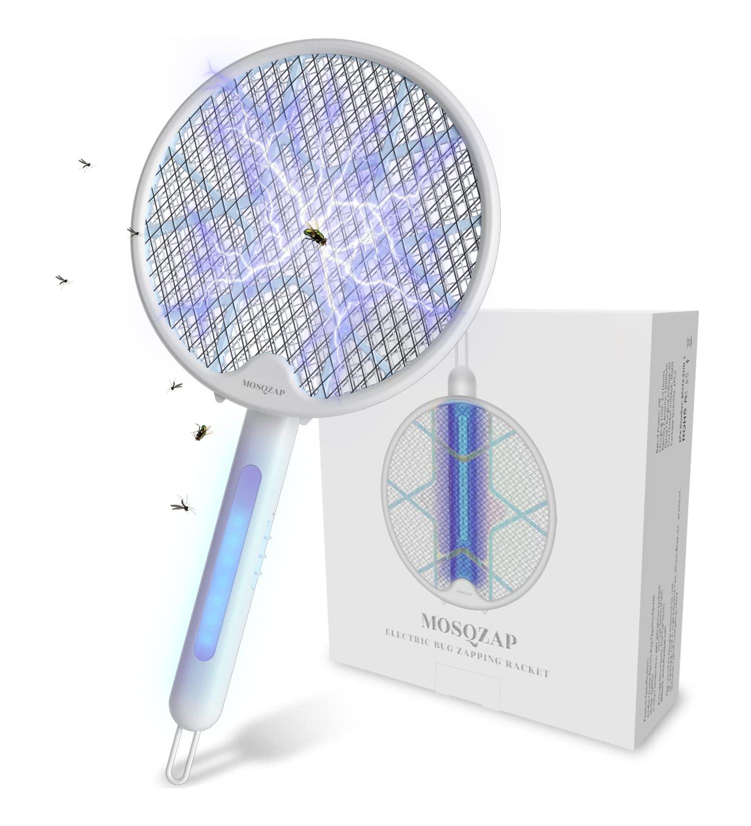 Portable 2-in-1 Electric Fly Swatter and Mosquito Zapper with Powerful Lamp - Travel and Home Bug Killer with Electric Shock Protection - 1 Pack - Buy Online on SooperMarket.com