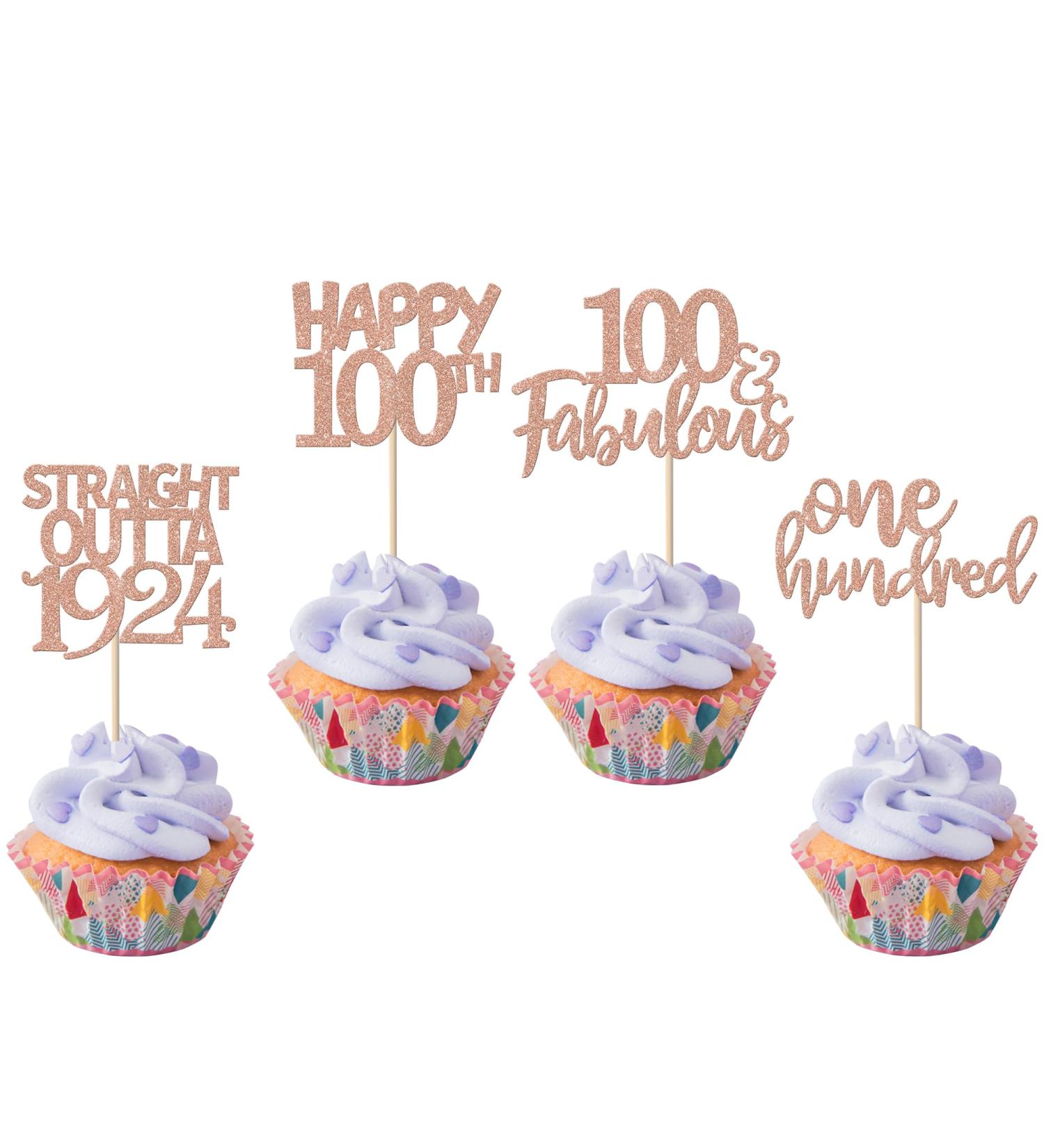 24 Pack Straight Outta 1924 Cupcake Toppers Happy 100th Birthday One-hundred Awesome Since 1924 Cupcake Picks 100 Fabulous Cake Decorations for 100th Birthday Anniversary Party Rosegold 100th Rose Gold - Buy Online on SooperMarket.com