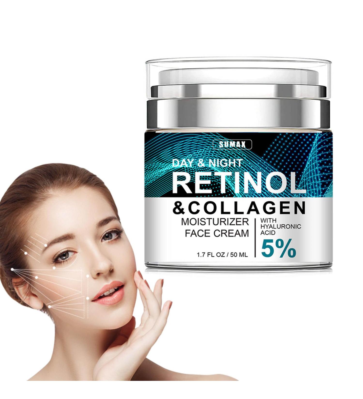 Retinol Collagen Cream for Face with Hyaluronic Acid Anti Aging Moisturiser Cream with Collagen Retinol Face Cream to Reduce Wrinkles & Spots Day & Night Use 50ml - Buy Online on SooperMarket.com