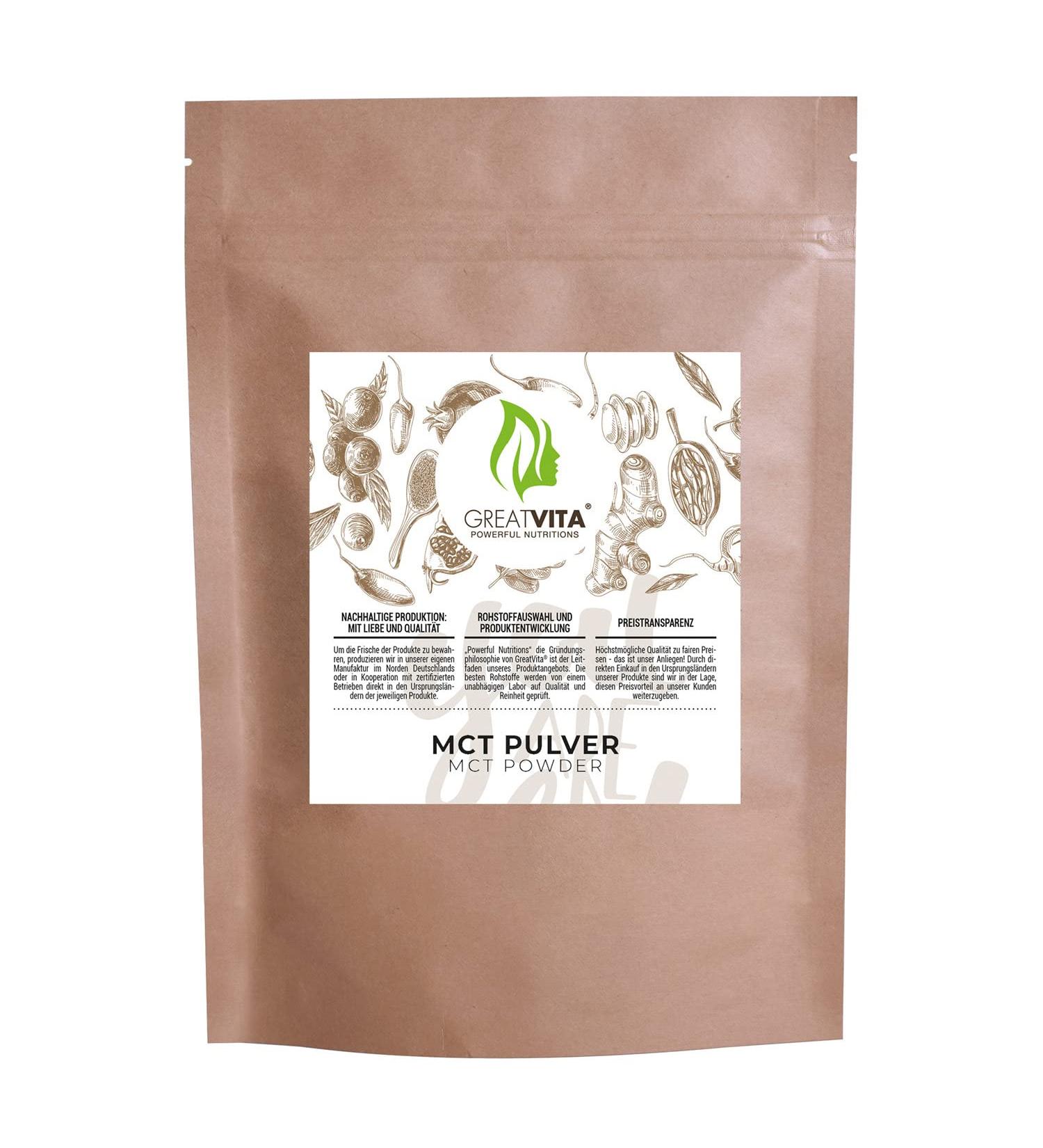 MCT Powder 400g - Premium Quality Coconut-Based Keto Supplement | GreatVita - Buy Online on SooperMarket.com