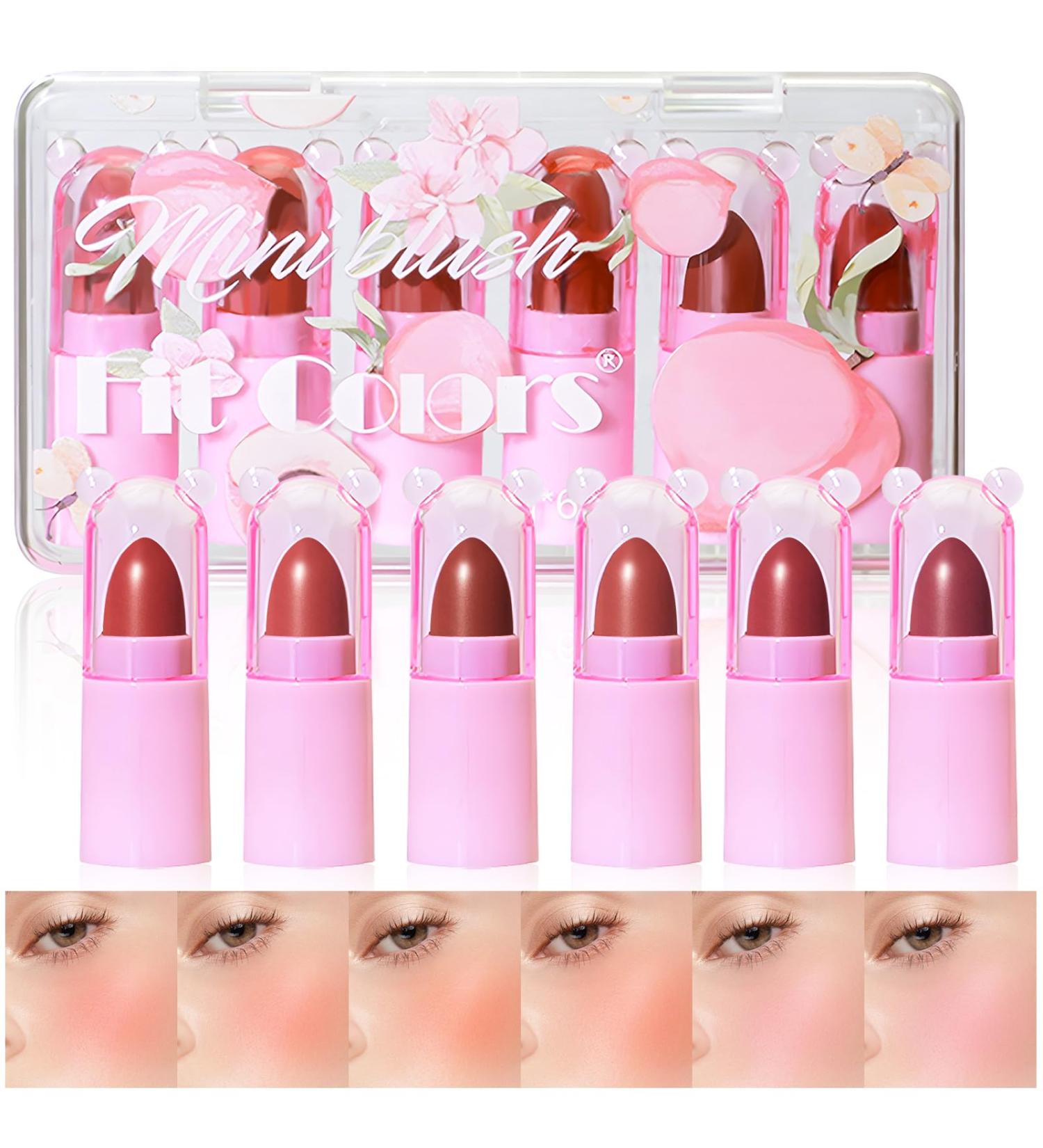 HOSAILY 6 Colors Mini Cream Blush Stick Set Matte Velvet Cream Blush Makeup Lightweight Natural Blendable Face Blush Stick Multi-Use Lip and Cheek Tint Cream Blusher for All Skin Tones - Buy Online on SooperMarket.com