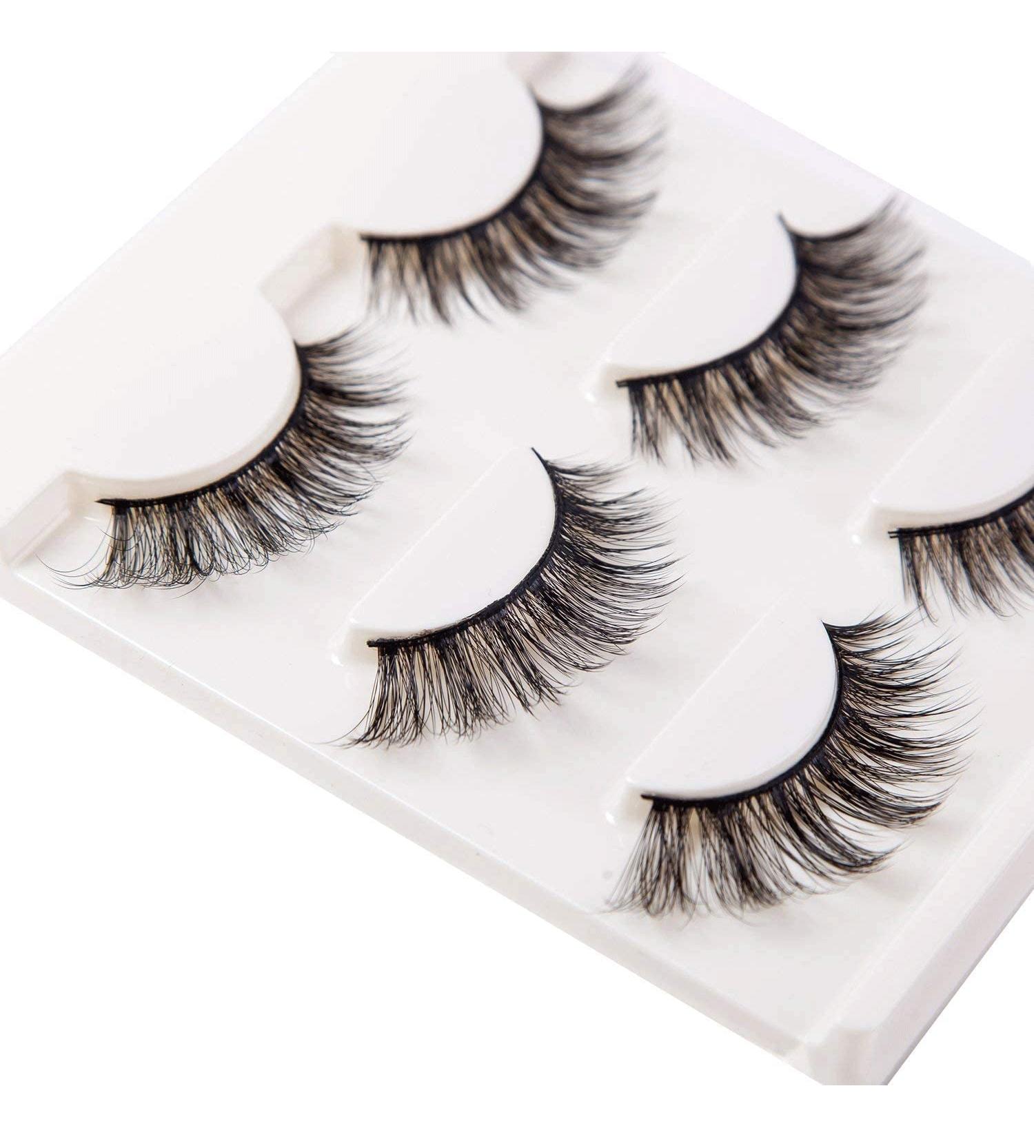 3D Eyelashes - Natural Look Handmade Fluffy False Lashes | Reusable Multipack (3 Pairs) | International Shipping - Buy Online on SooperMarket.com