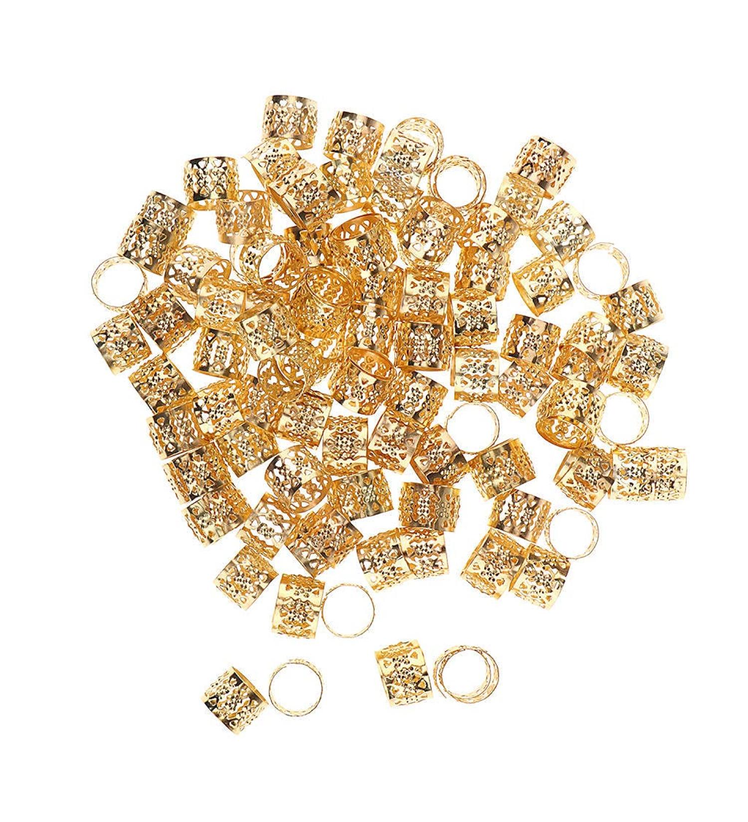 B Blesiya Lots 100 Pieces Hair Clip Rings Decorations Braid Hair Loops Headband Accessories Braiding Metal Cuffs Gold 10x8 mm 1 count (Pack of 100) Gold - Buy Online on SooperMarket.com
