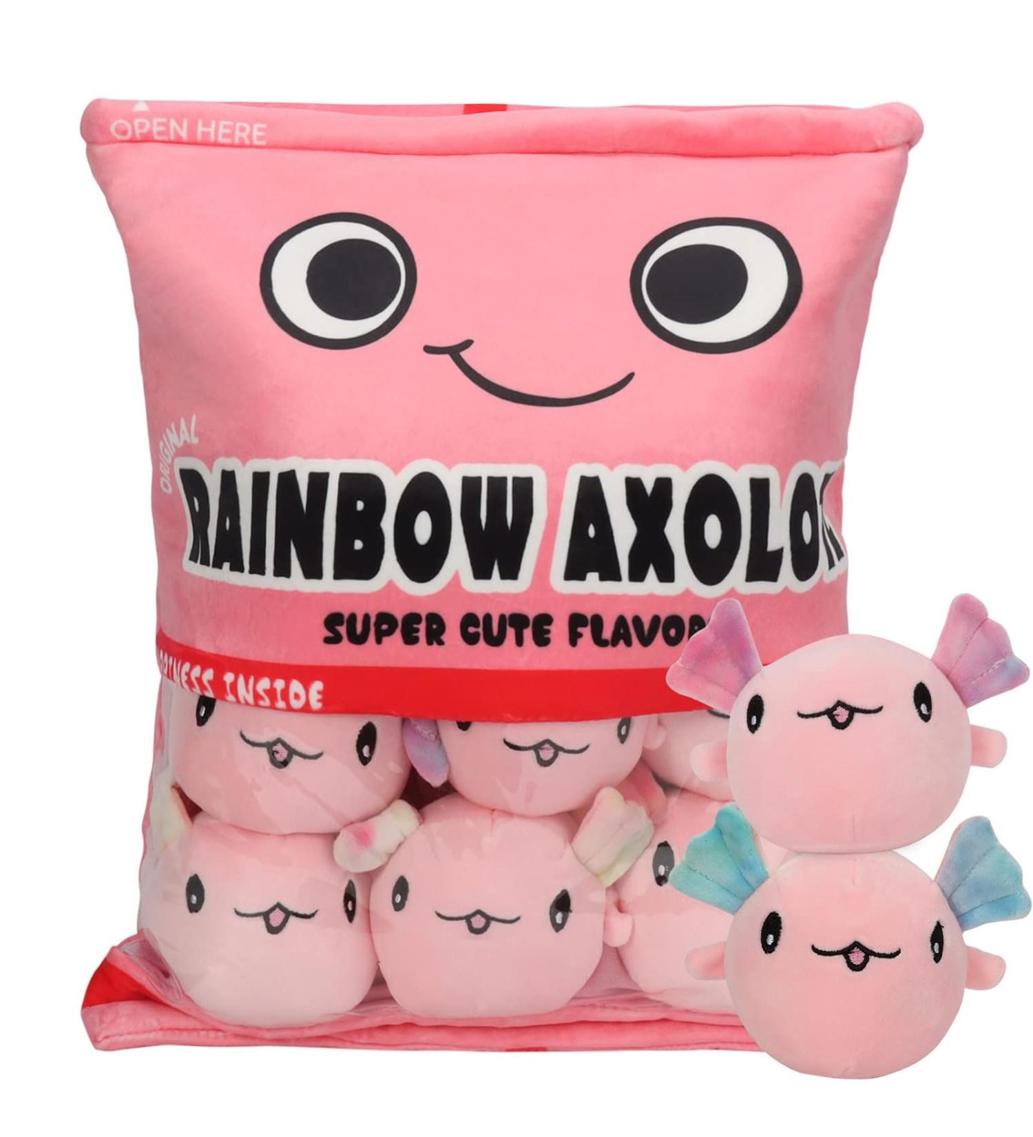 HXPLN Cute Snack Pillow Axolotl Plush with Salamander Doll - Pink Axolotl Stuffed Animal Toy for Kids - Creative Birthday Gift - Buy Online on SooperMarket.com
