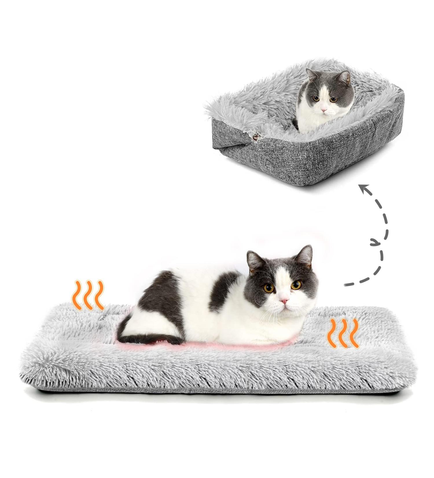 Self Warming Cat Dog Bed 23.6x19.7inch Grey - Extra Warm Thermal Pet Pad for Indoor Outdoor Pets - Buy Online on SooperMarket.com