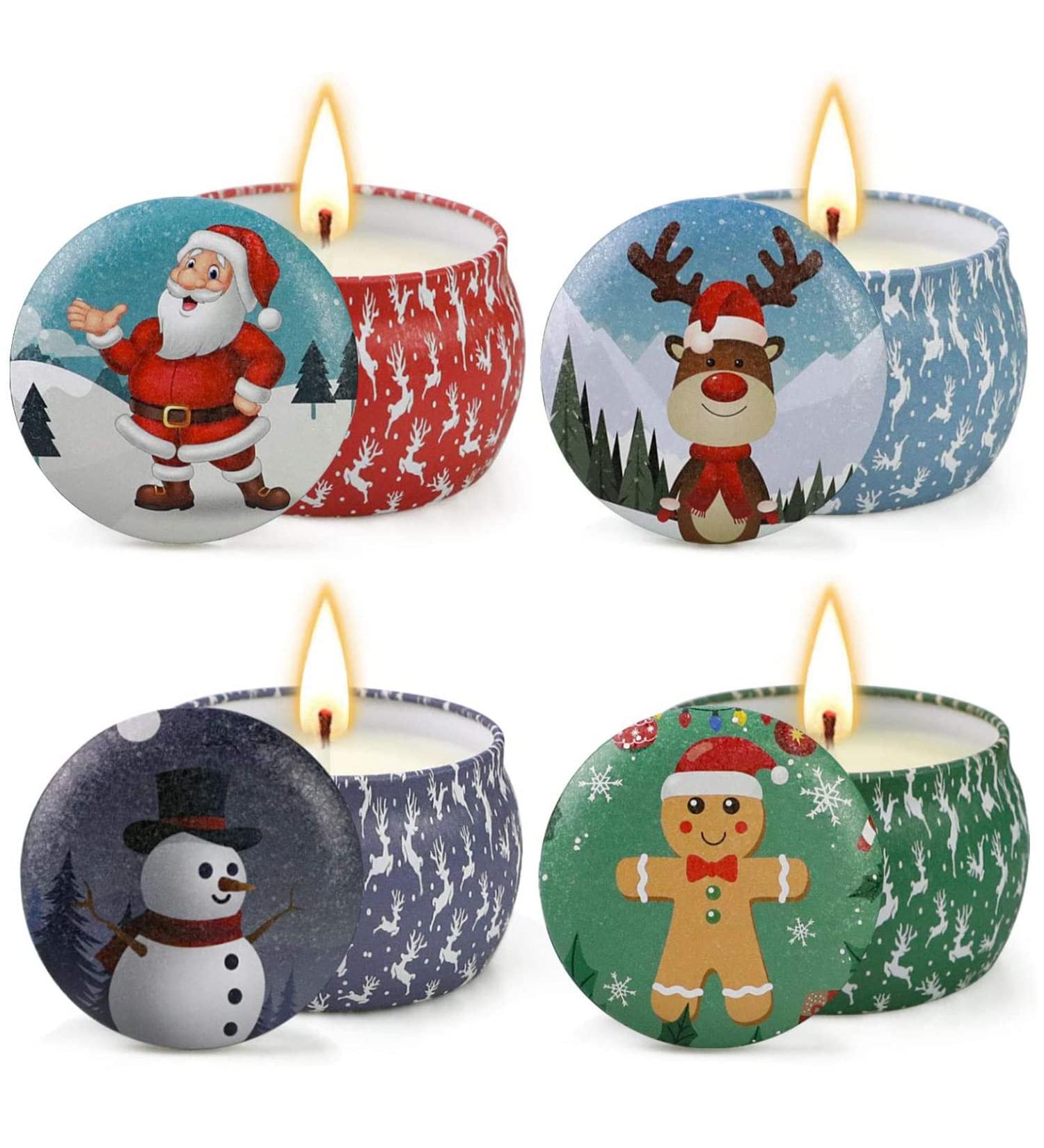 Christmas Fragrance Candles 4-Pack | Apple Cinnamon Gingerbread & Lavender Soy Wax Aromatherapy Gift Set for Women - Buy Online on SooperMarket.com