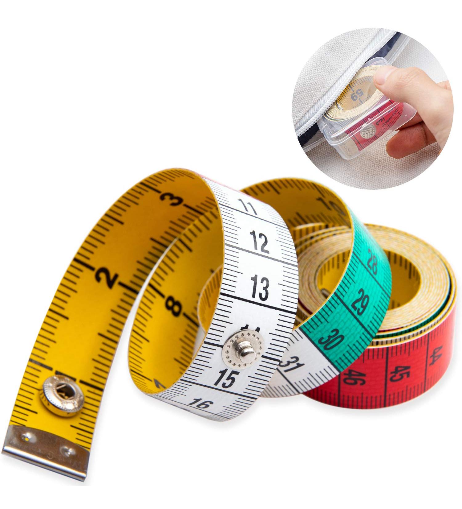 Soft Multicolor Tape Measure Set for Body Sewing and Craft - 60-inch/150-cm Dual Sided Measuring Tape with Snap Button Closure - Buy Online on SooperMarket.com