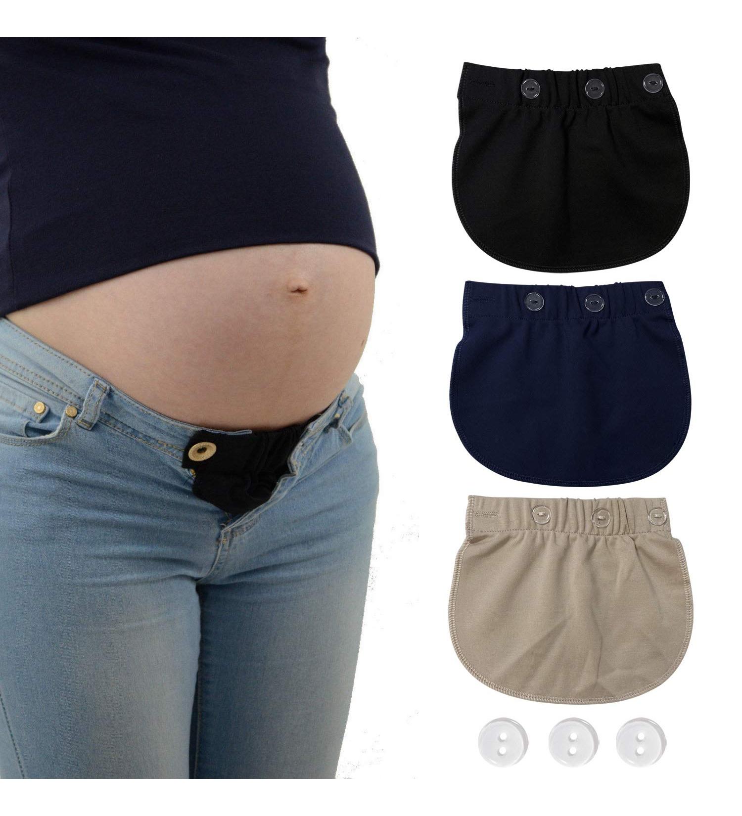 AYE Adjustable Waist Extenders for Women Pregnancy 3 Pieces - Black, Blue, Khaki - Buy Online on SooperMarket.com