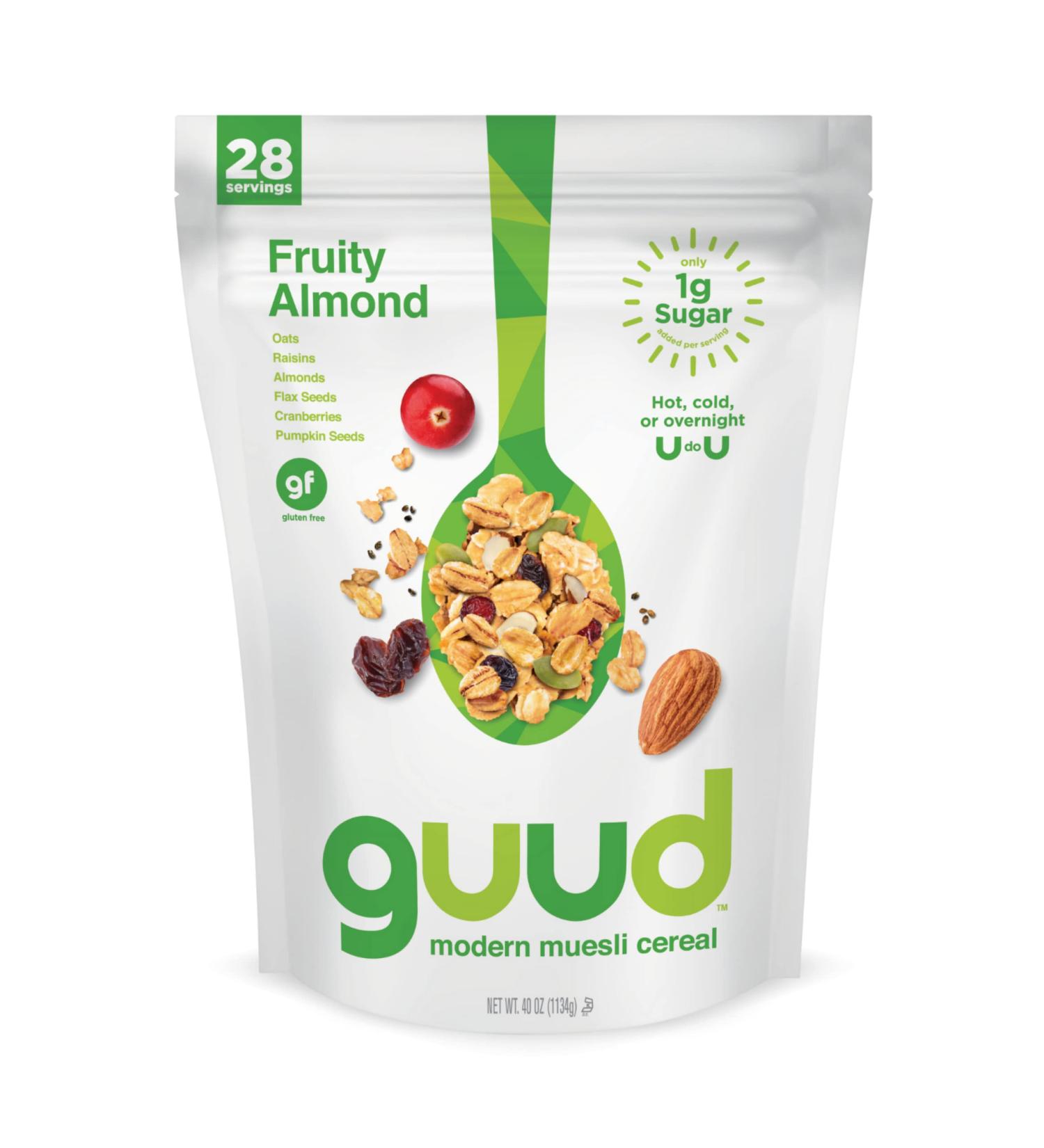 GUUD Fruity Almond Muesli Cereal 40oz | Gluten-Free with Oats, Raisins, Almonds, Cranberries, Flax Seeds & Pumpkin Seeds | Vegan & Non-GMO | Kosher Certified - Buy Online on SooperMarket.com