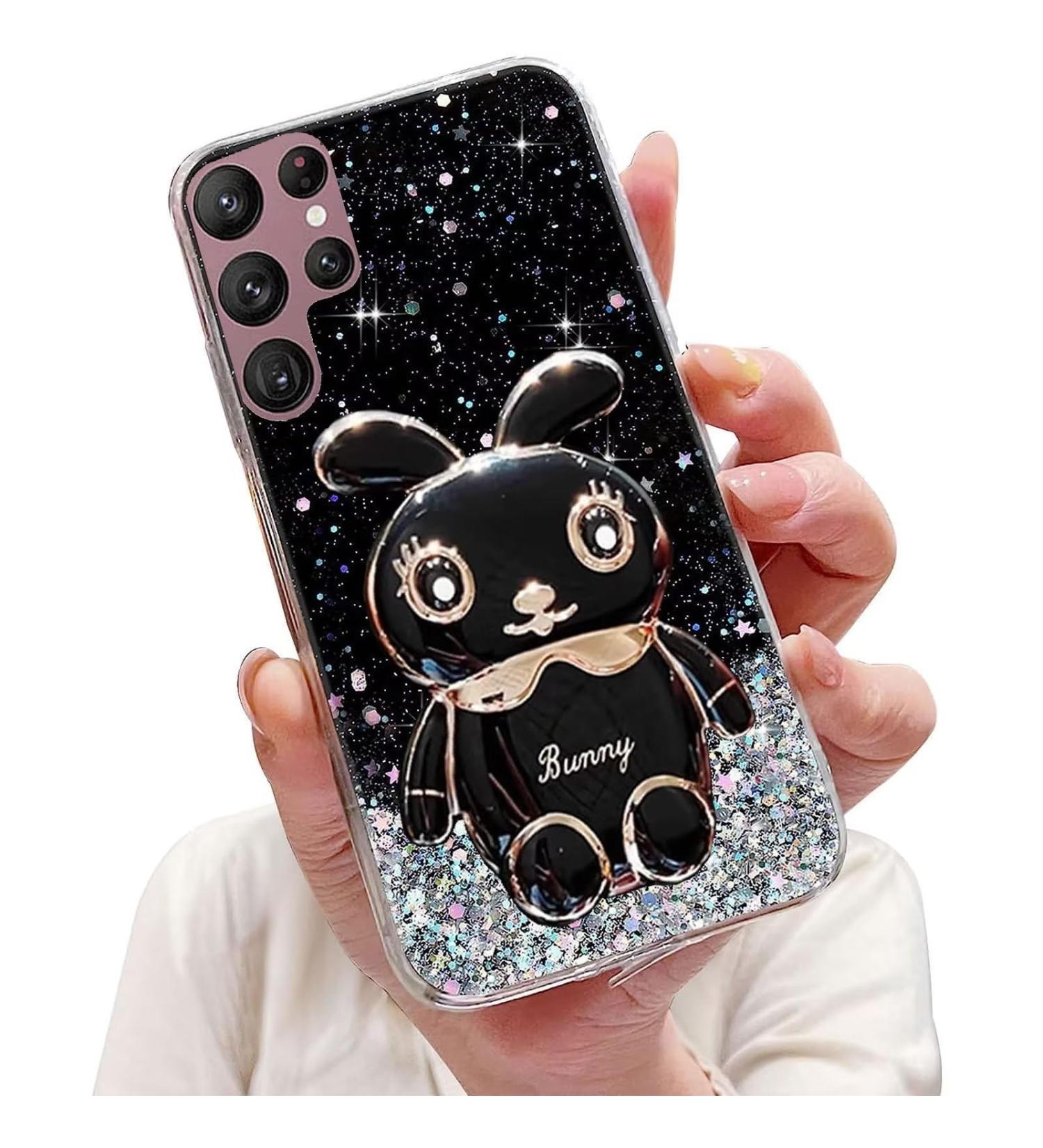 Buy Tivenfezk Nadoli for Samsung Galaxy S22 Ultra - Glitter Rabbit Stand Soft Silicone Case | Transparent Protective Cover - Buy Online on SooperMarket.com