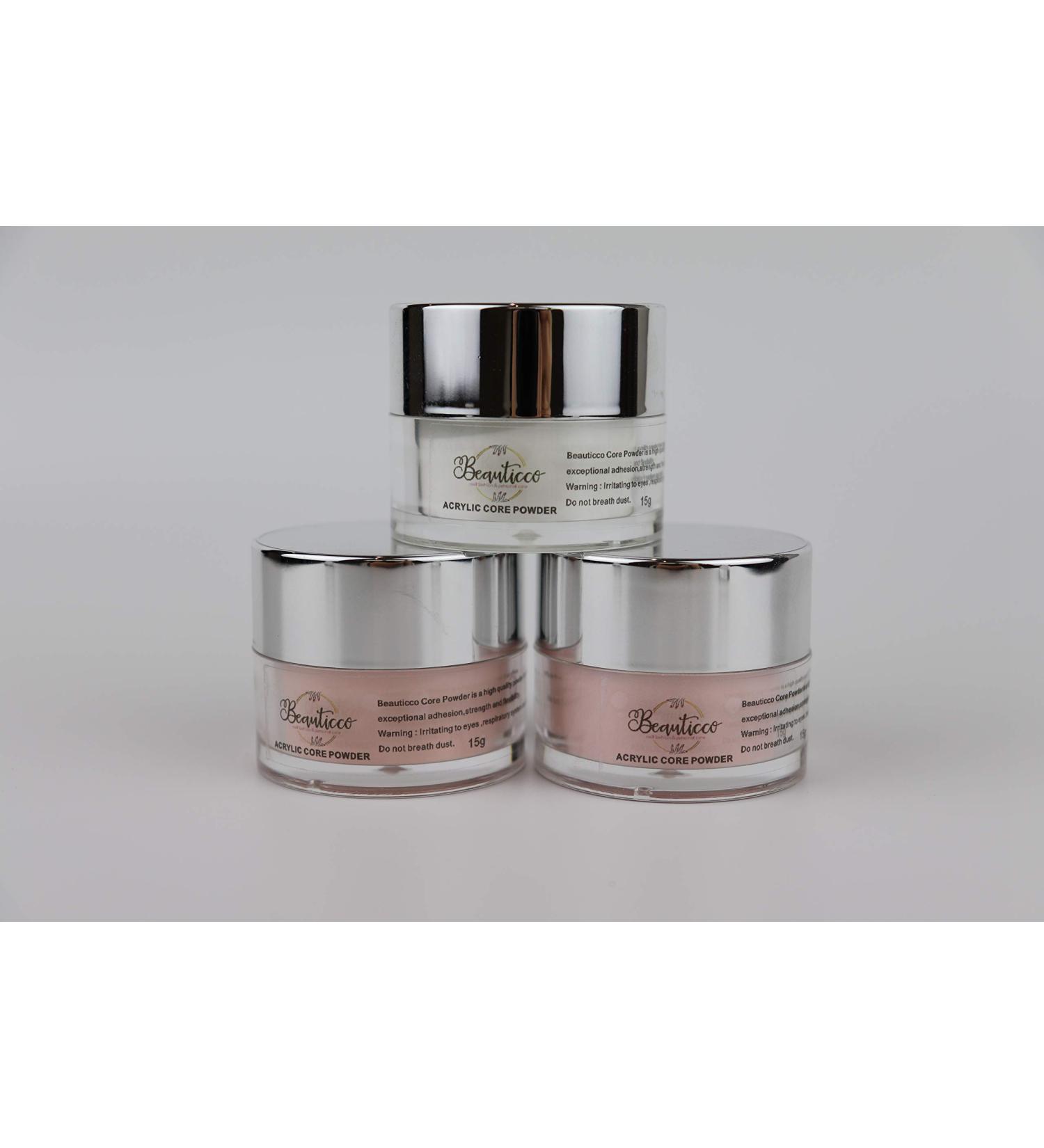 Acrylic Nail French Manicure Kit Nail Acrylic Powder Collection Set of 3 Colors -Pink Clear white Powder Builder Professional Acrylic Nail System (Peach Clear White) - Buy Online on SooperMarket.com