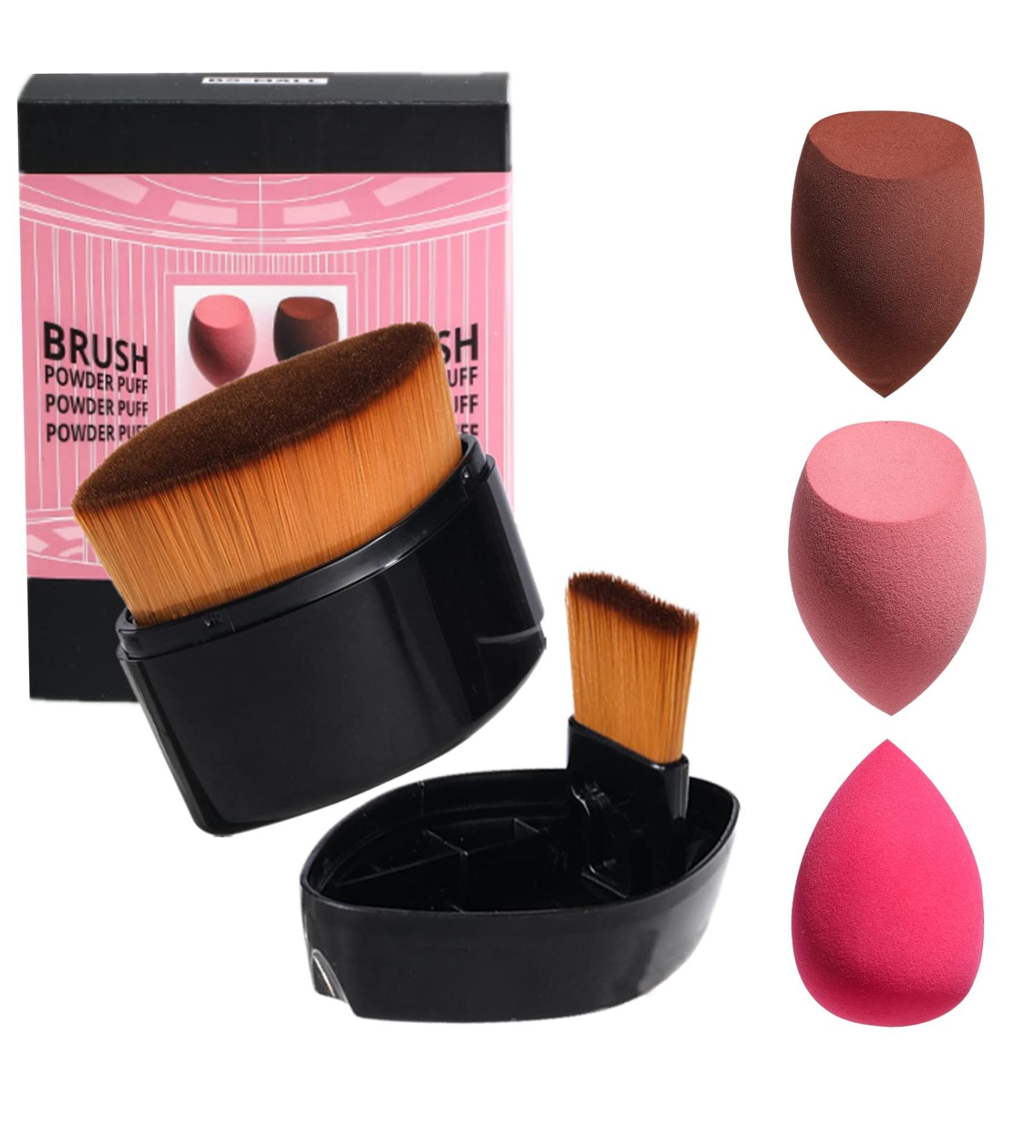 BS-MALL Foundation Makeup Brush Set with 3 Makeup Sponges - Synthetic Powder Cream Cosmetics Brushes for Face Magic Makeup - Buy Online on SooperMarket.com