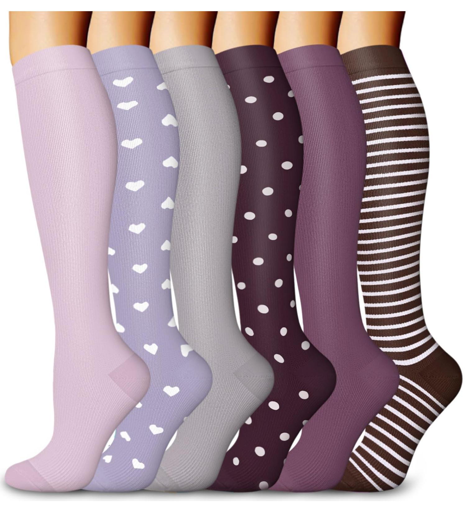 Blongw Men s Compression Stockings - 6 Pairs Knee Support Socks for Sports Travel & Flight | L-XL Assorted - Buy Online on SooperMarket.com