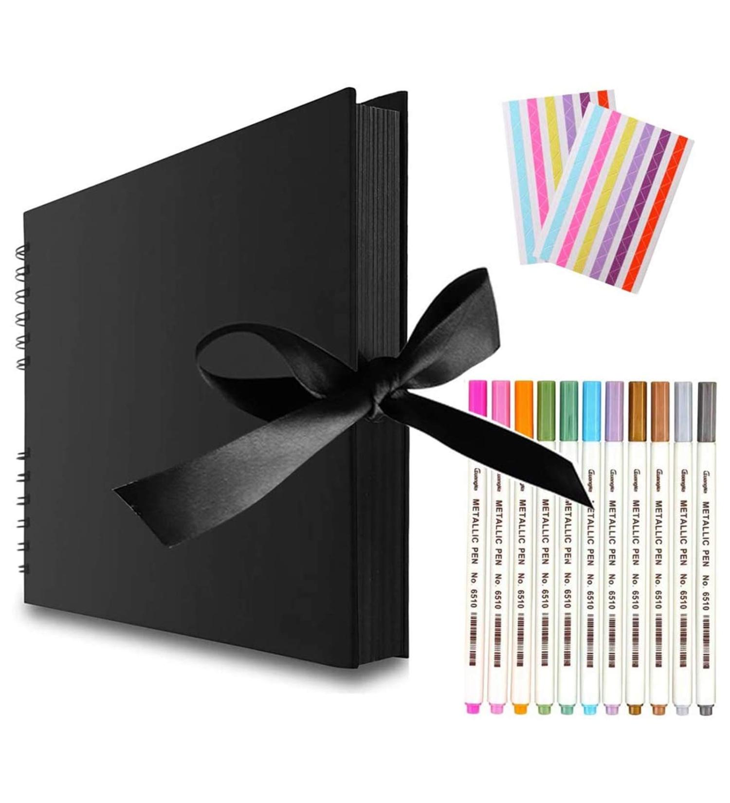 EVNEED Wedding Scrapbook Photo Album - DIY Memory Book with Accessories Kit for Anniversary, Guest Book, Xmas Gift - 80 Pages (40 Sheets) Black - 11.5 x 8.5 Inch - Buy Online on SooperMarket.com