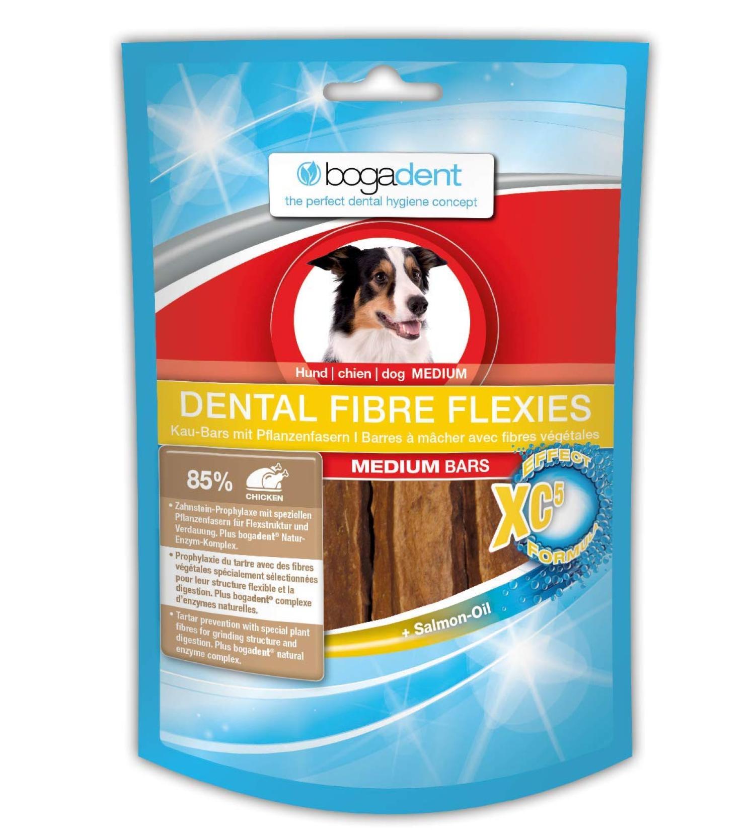 Bogadent Dental Fibre Flexies - Dogs Kauartikel against Tartar and Plaque - Caustiagen Dog for daily dog dental care - with plant fibers for better digestion - 1 pack - 70g