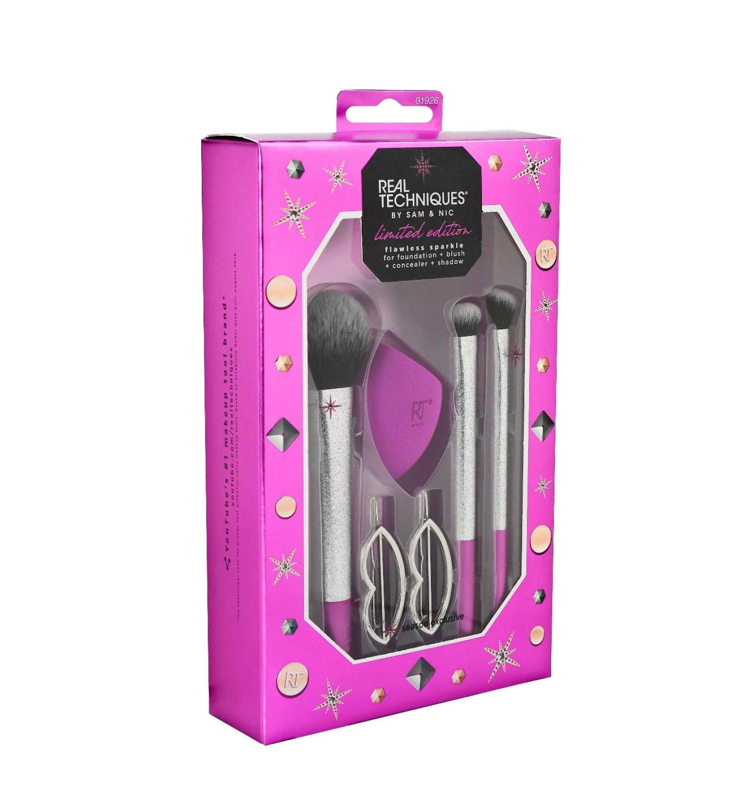 Buy Real Techniques Limited Edition Flawless Sparkle Set - Foundation Blush Concealer & Shadow | International Shipping Available - Buy Online on SooperMarket.com