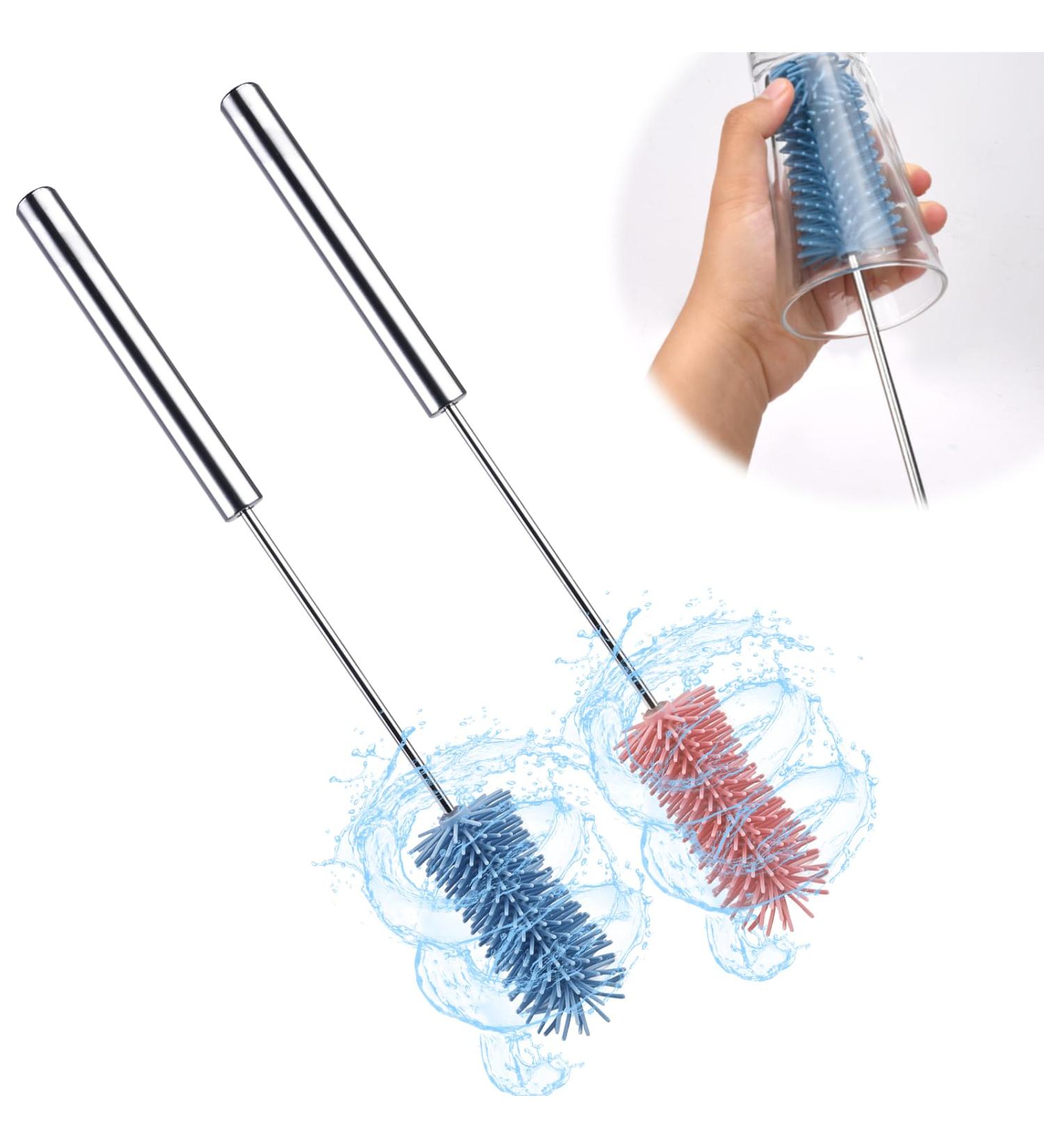 Toatelu Silicone Bottle Brush Set - 2-Piece Long Handle & Rotating Hygienic Cleaning for Baby Bottles & Food Glasses - Buy Online on SooperMarket.com