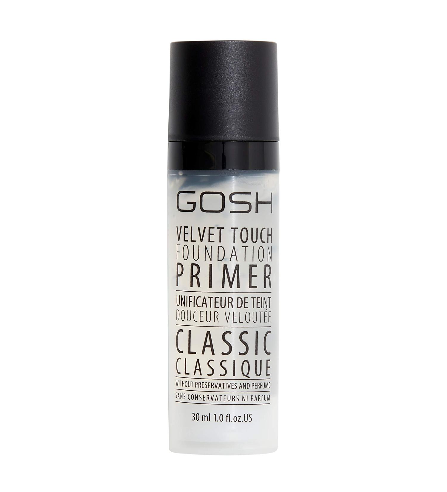 Gosh Velvet Touch Foundation Primer Classic | Vegan Colorless & Odorless | Smooths Skin Minimizes Pores | 30ml for Perfect Makeup Finish - Buy Online on SooperMarket.com