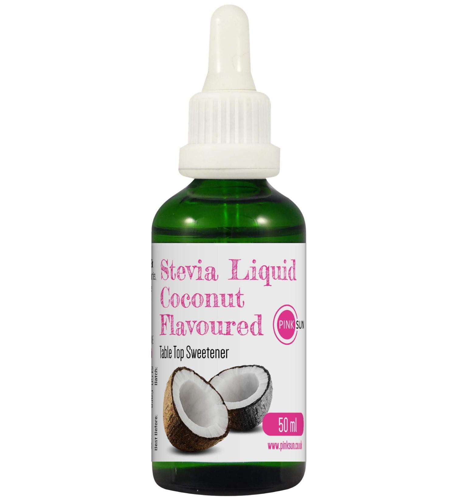 PINK SUN Stevia Liquid Sweetener Drops 50ml - Coconut Flavoured | Natural Sugar Alternative with Zero Calories - Buy Online on SooperMarket.com