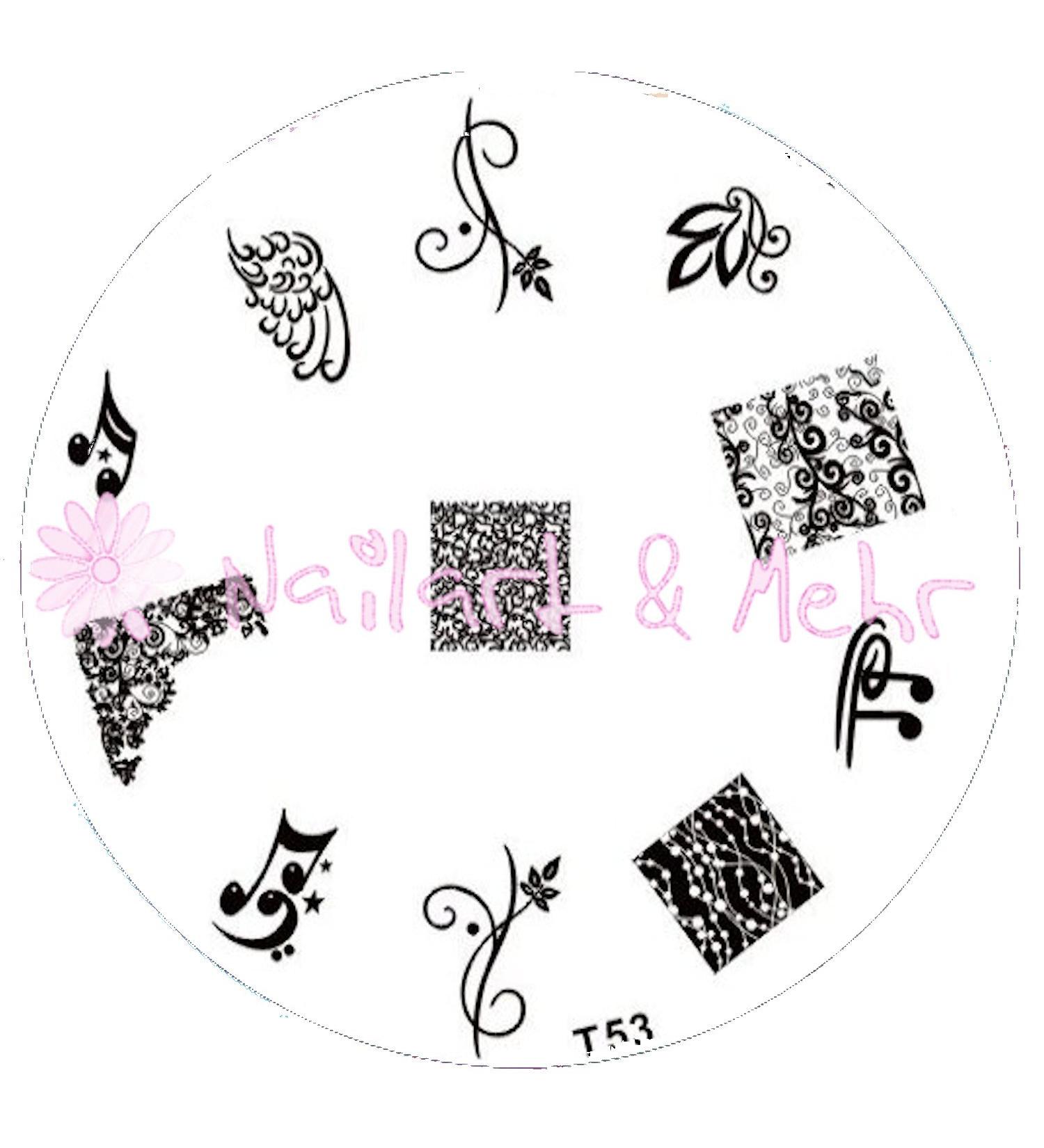 STAMPING STENCIL # T-53 Musical notes tendrils French