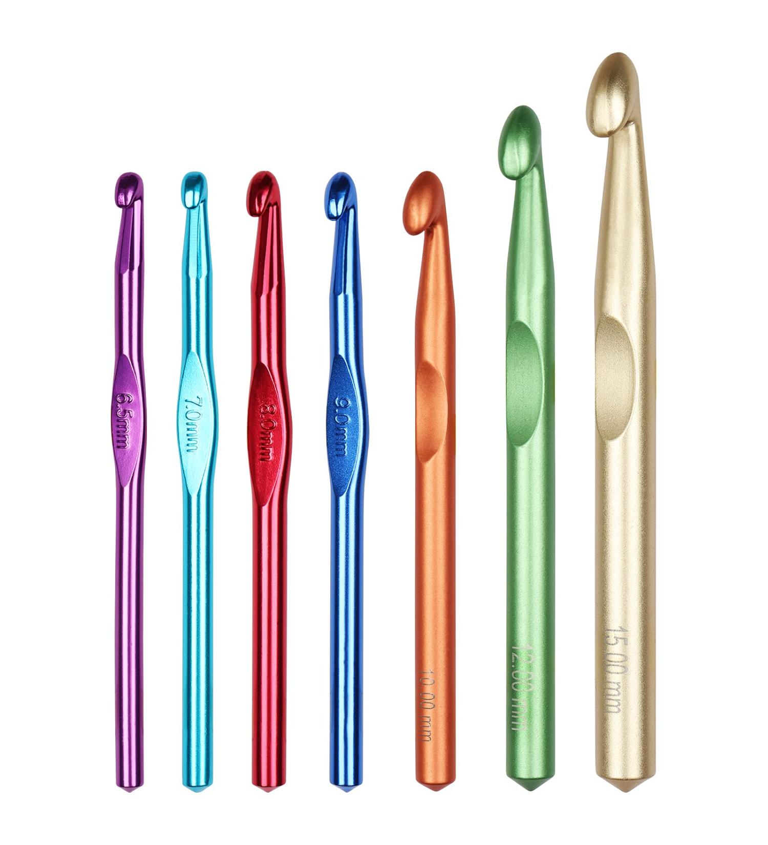Coopay 7pcs Large Metal Crochet Hook Set - Chunky Crochet Needles for Blankets & Rugs - Ideal Giant Crochet Kit - Aluminum Hooks 15mm to 6.5mm - Buy Online on SooperMarket.com