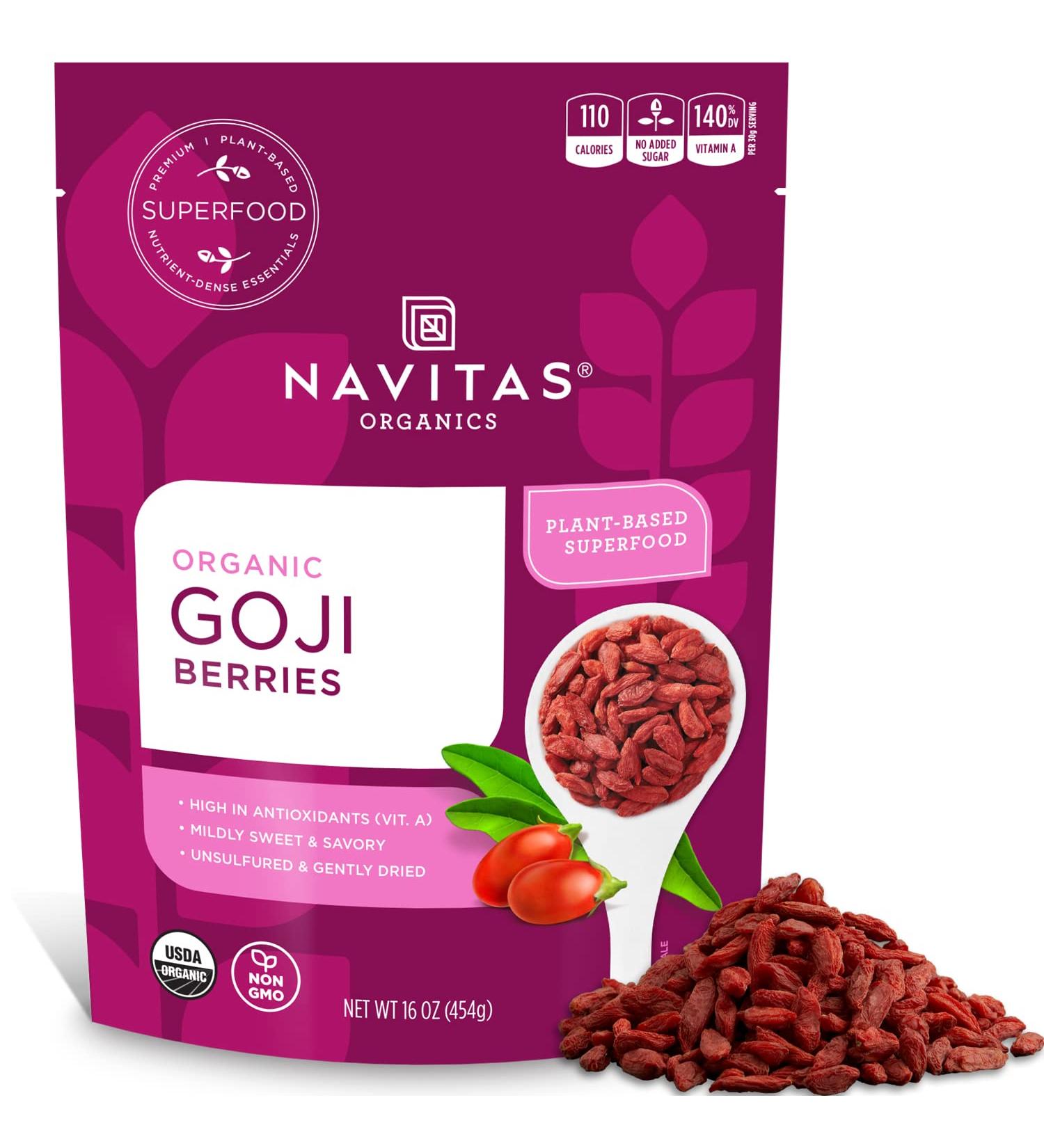 Navitas Organics Goji Berries 16 oz - Organic, Non-GMO, Sulfite-Free Superfood - Buy Online on SooperMarket.com